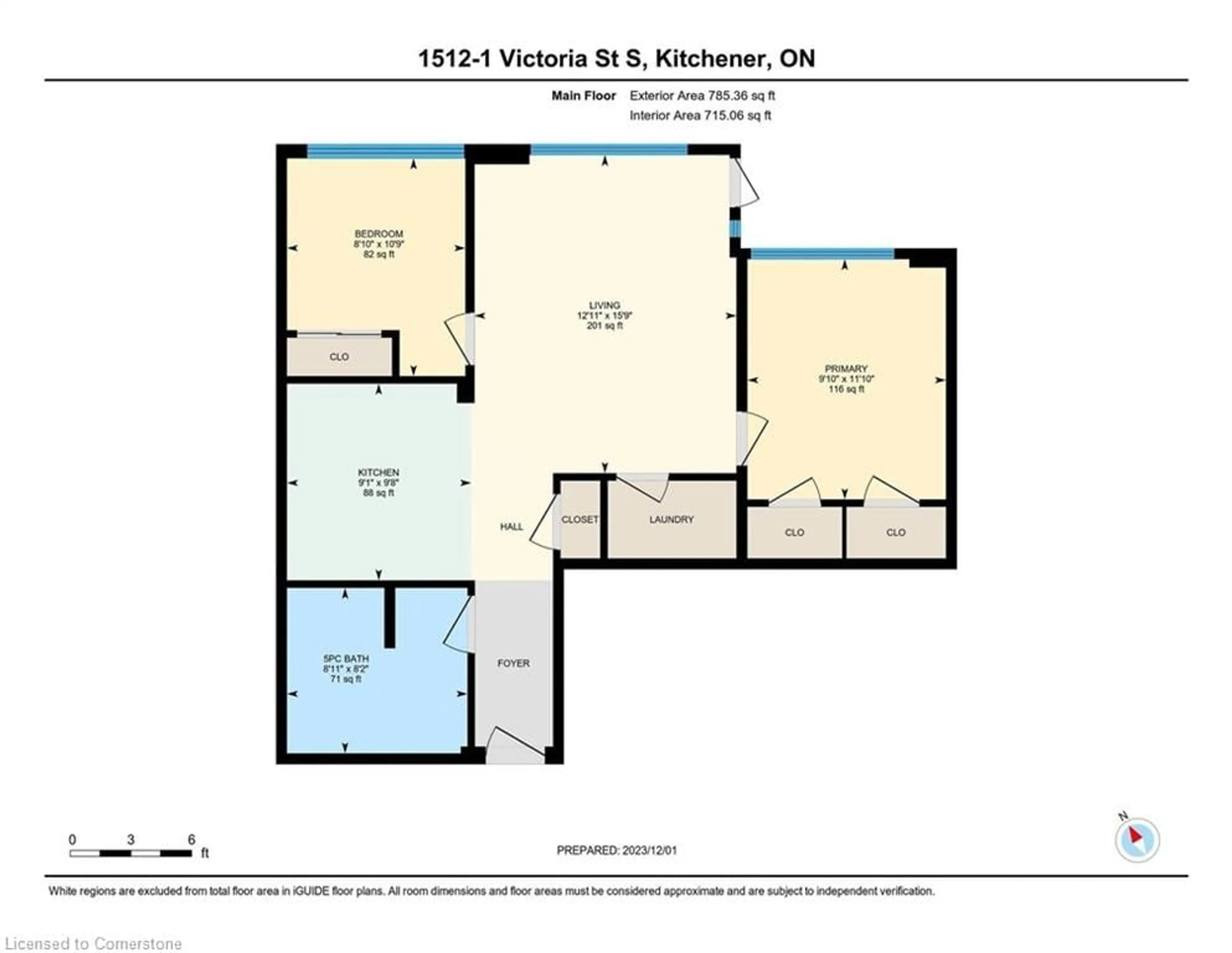 Floor plan for 1 Victoria St #1512, Kitchener Ontario N2G 0B5