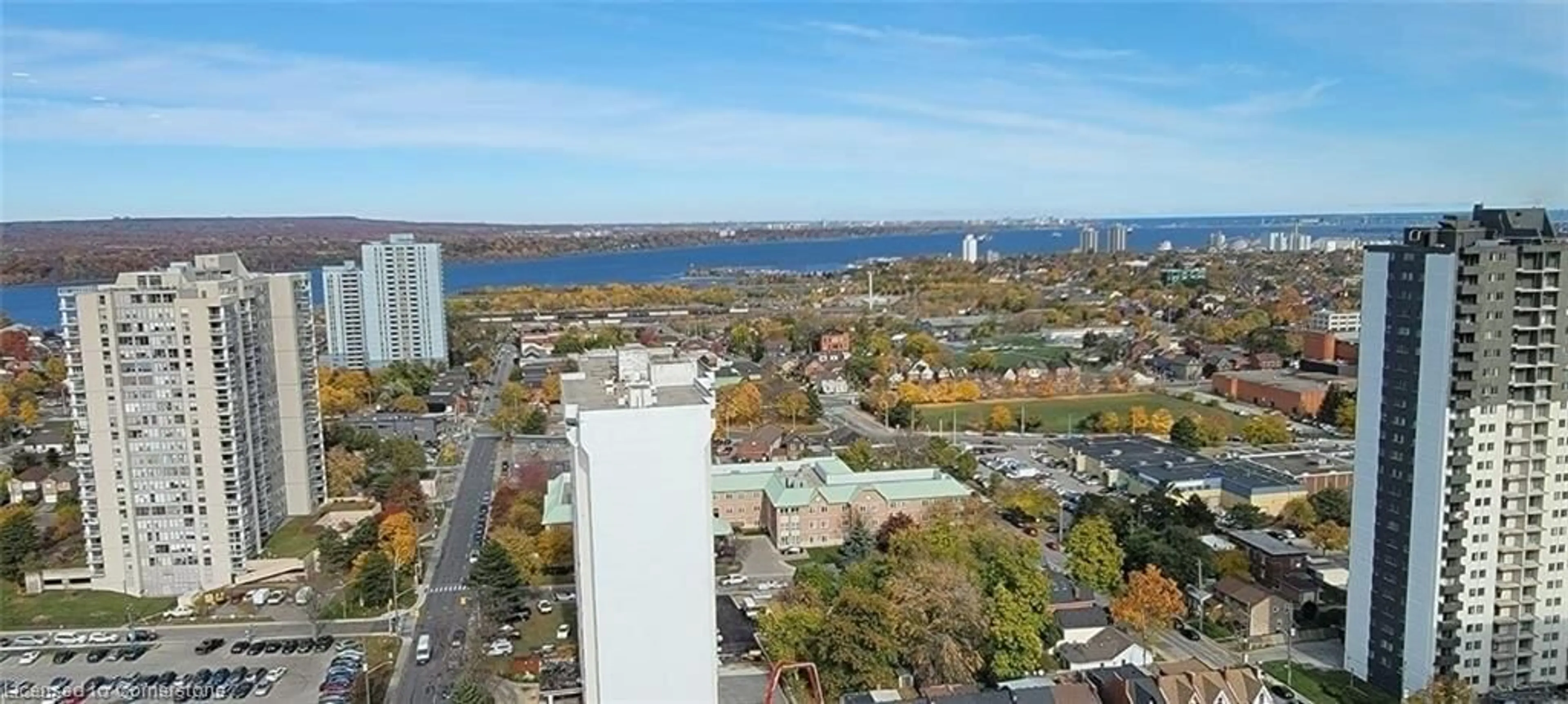 A pic from outside/outdoor area/front of a property/back of a property/a pic from drone, city buildings view from balcony for 15 Queen St #2207, Hamilton Ontario L8P 0C6