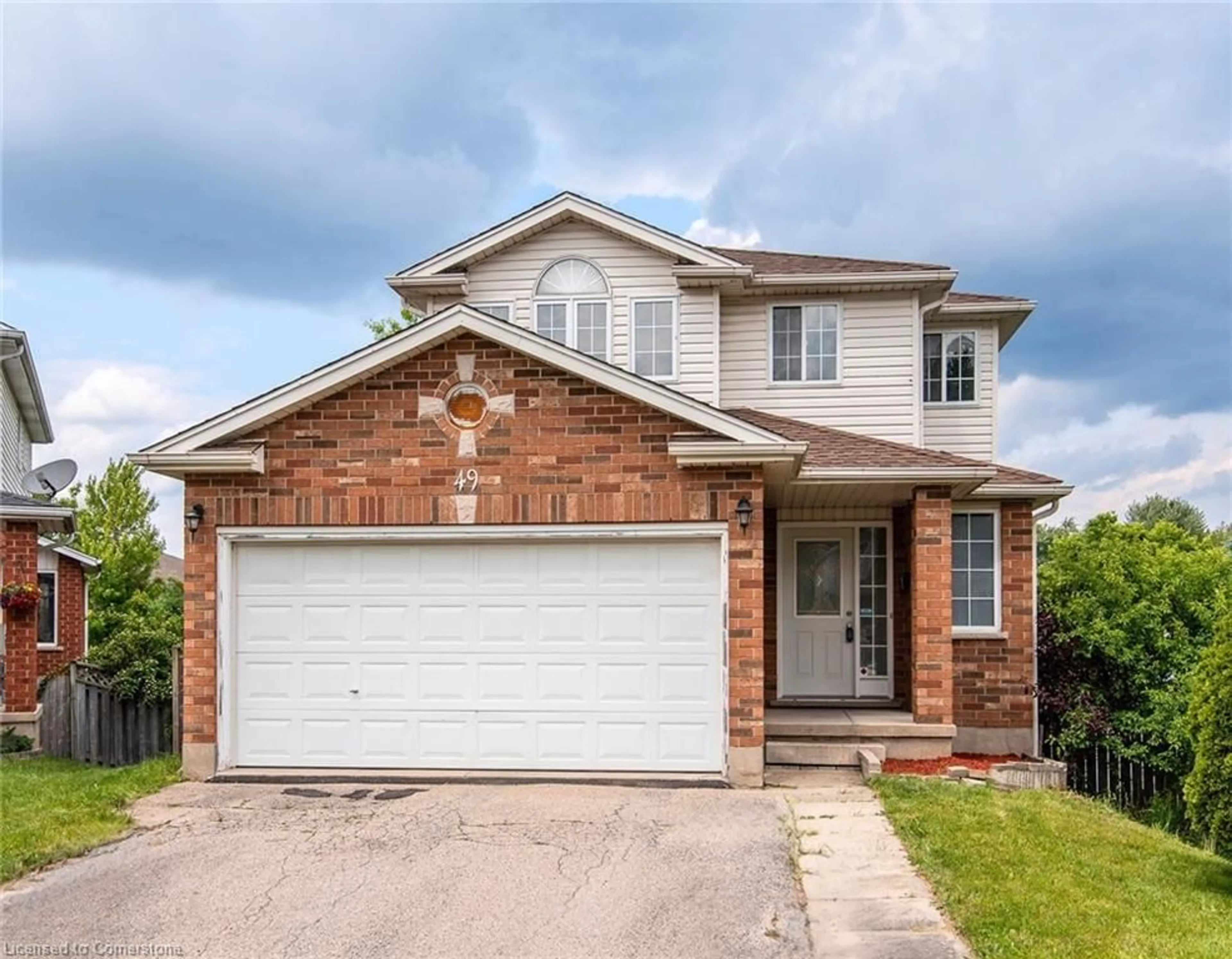 Home with brick exterior material, street for 49 Bond Crt, Guelph Ontario N1H 8N6
