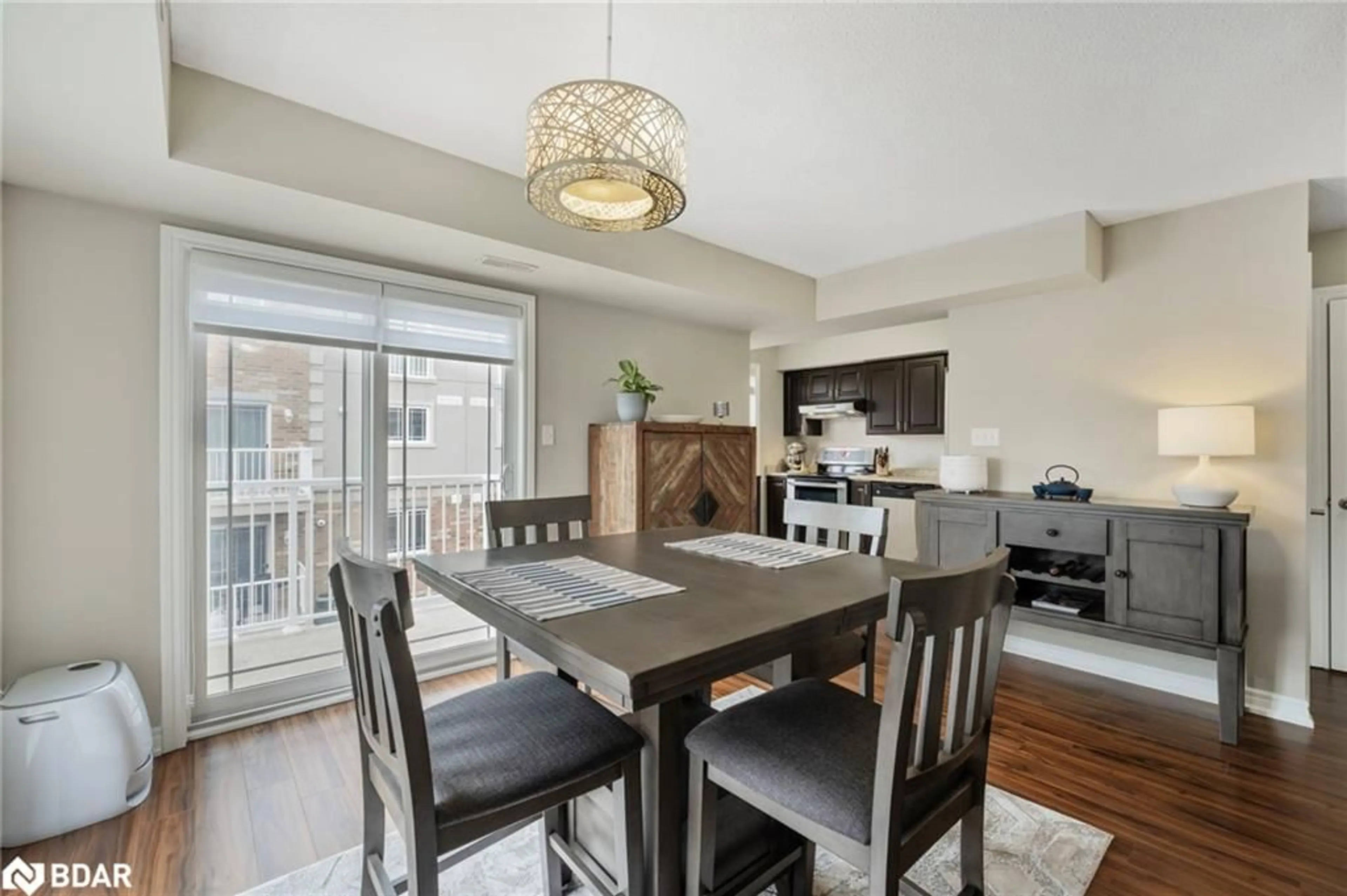 Dining room, wood/laminate floor for 408 Veterans Dr #7, Barrie Ontario L4N 9G9
