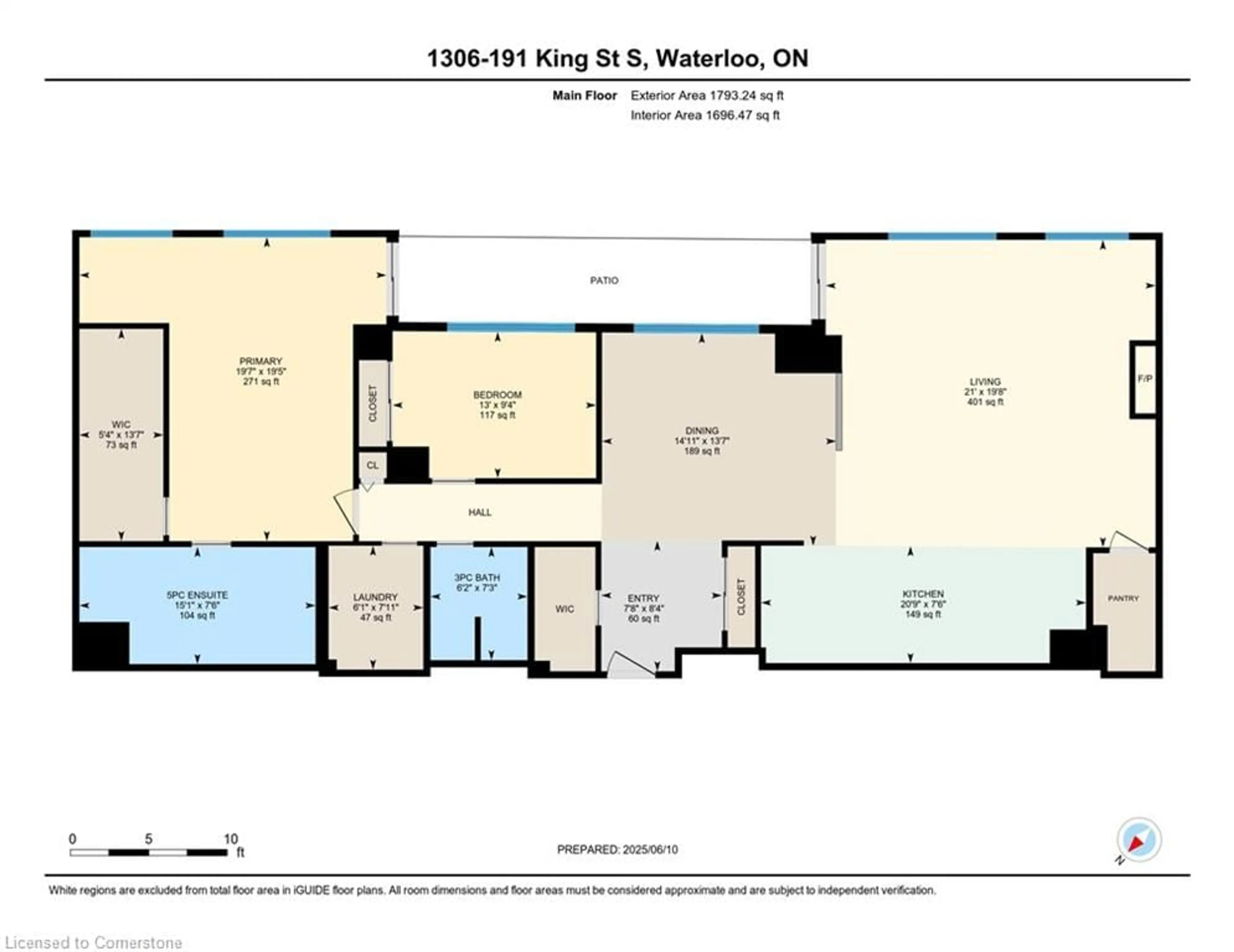 Floor plan for 191 King St #1306, Waterloo Ontario N2J 1R1