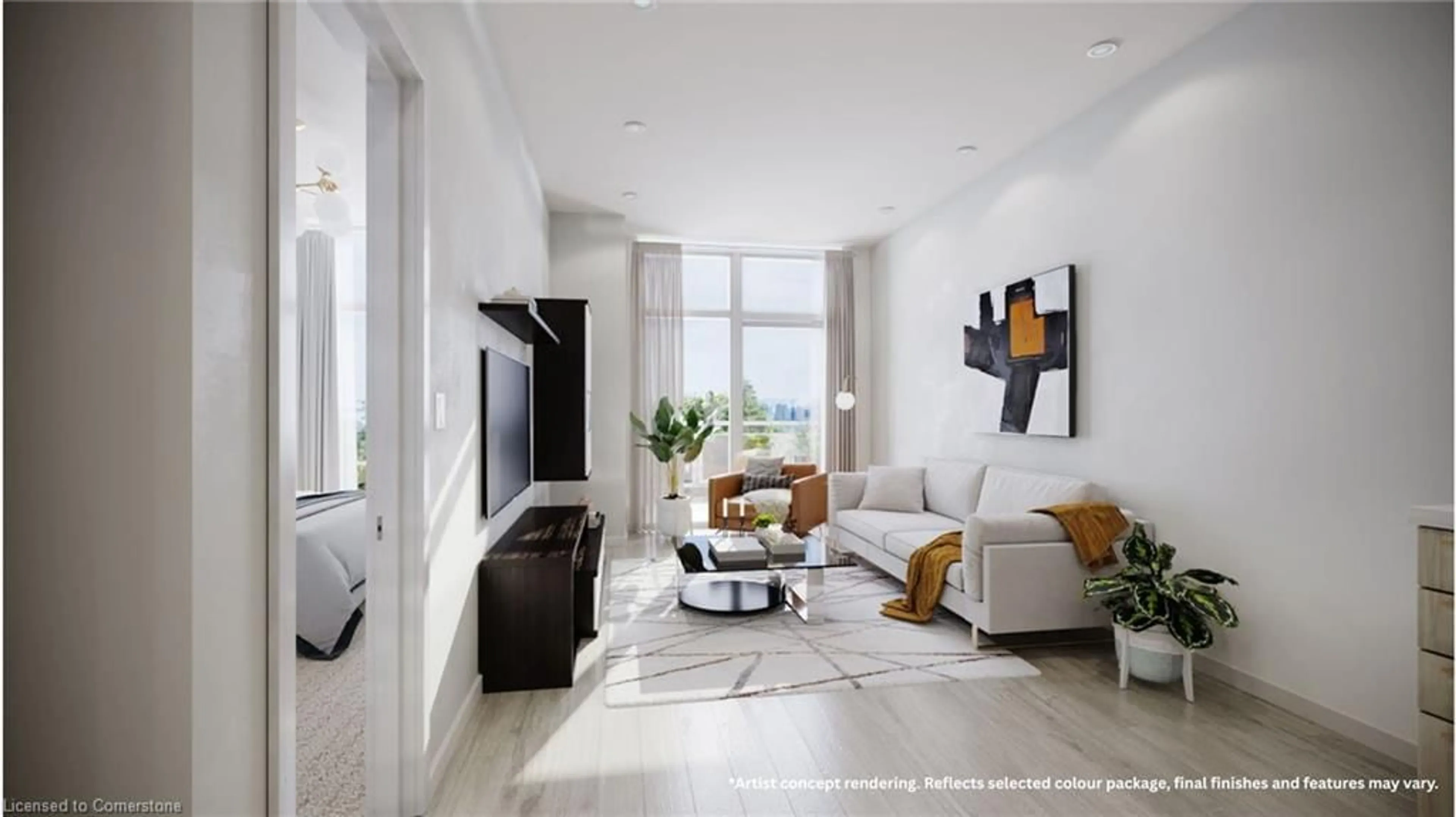 Living room with furniture, ceramic/tile floor for 461 Green Rd #321, Stoney Creek Ontario L8E 5B4