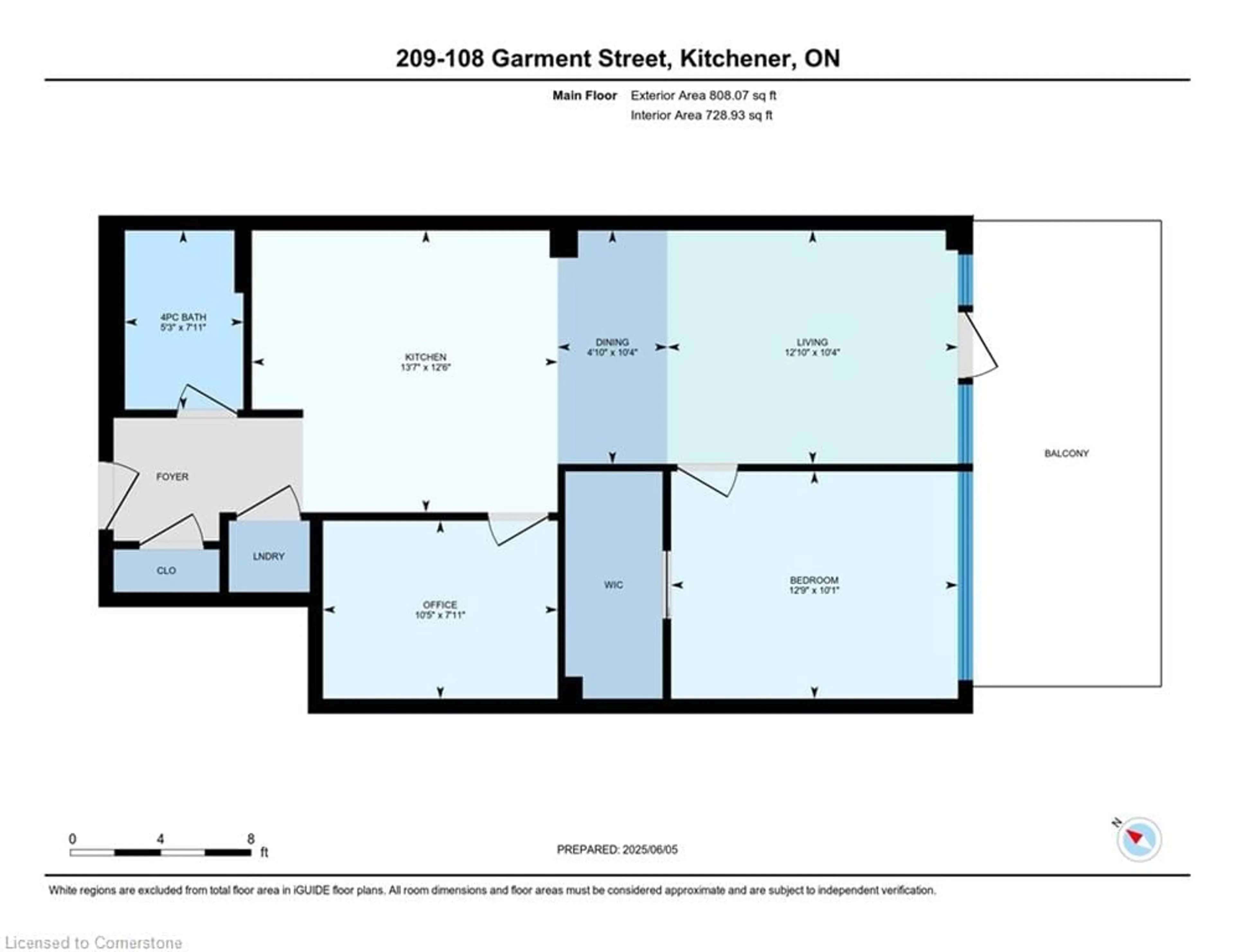 Floor plan for 108 Garment St #209, Kitchener Ontario N2G 2B3