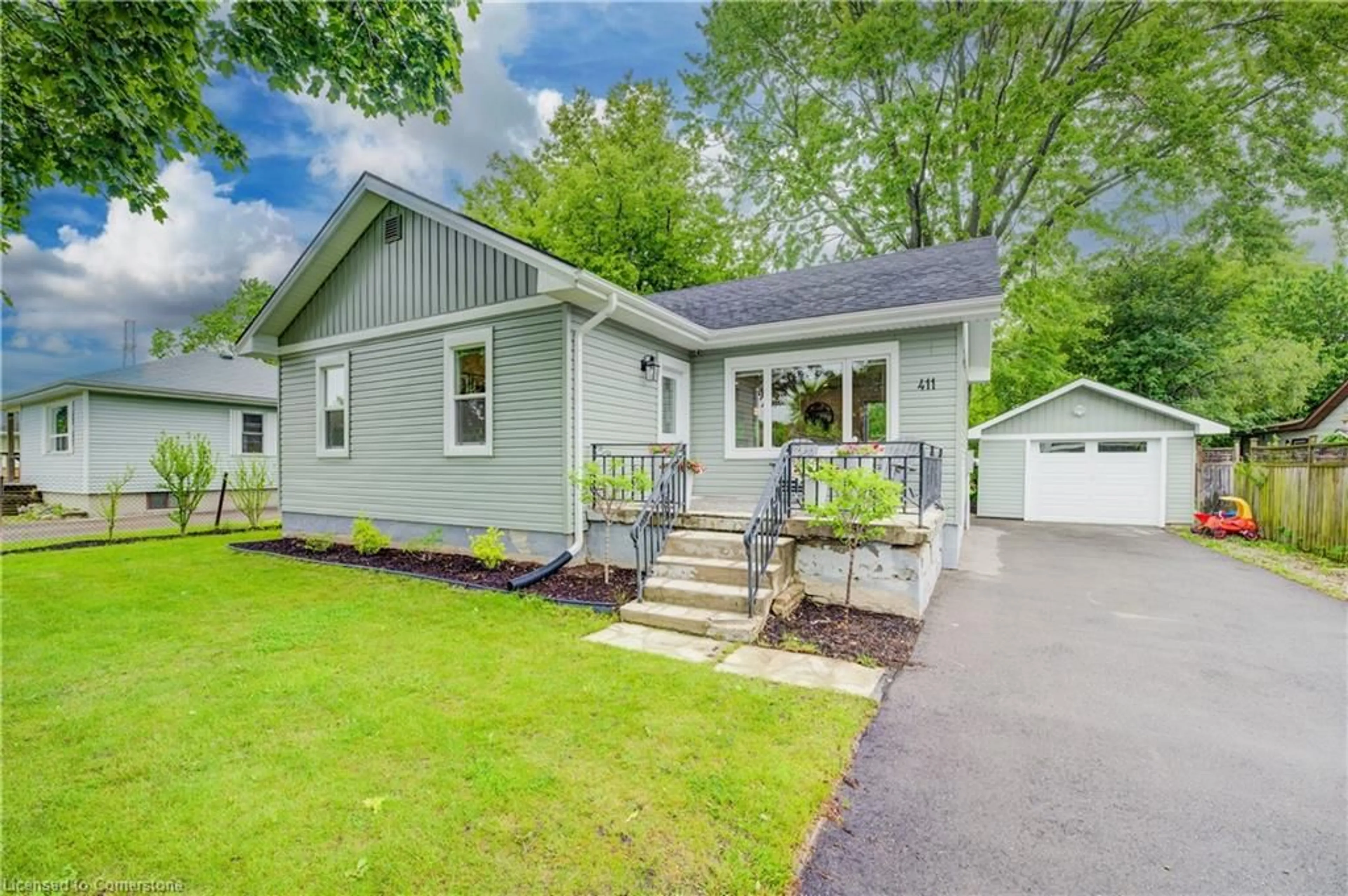 Home with vinyl exterior material, street for 411 Powell St, Woodstock Ontario N4S 3T5