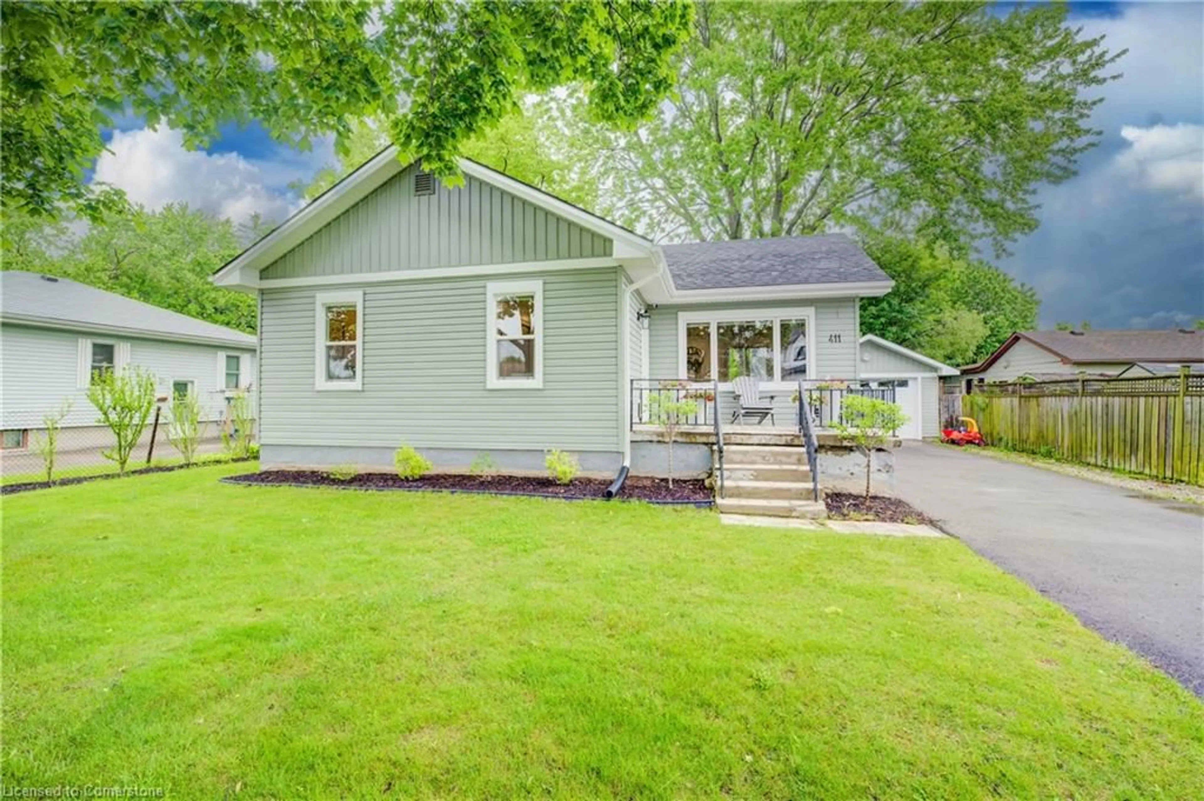 Home with vinyl exterior material, street for 411 Powell St, Woodstock Ontario N4S 3T5