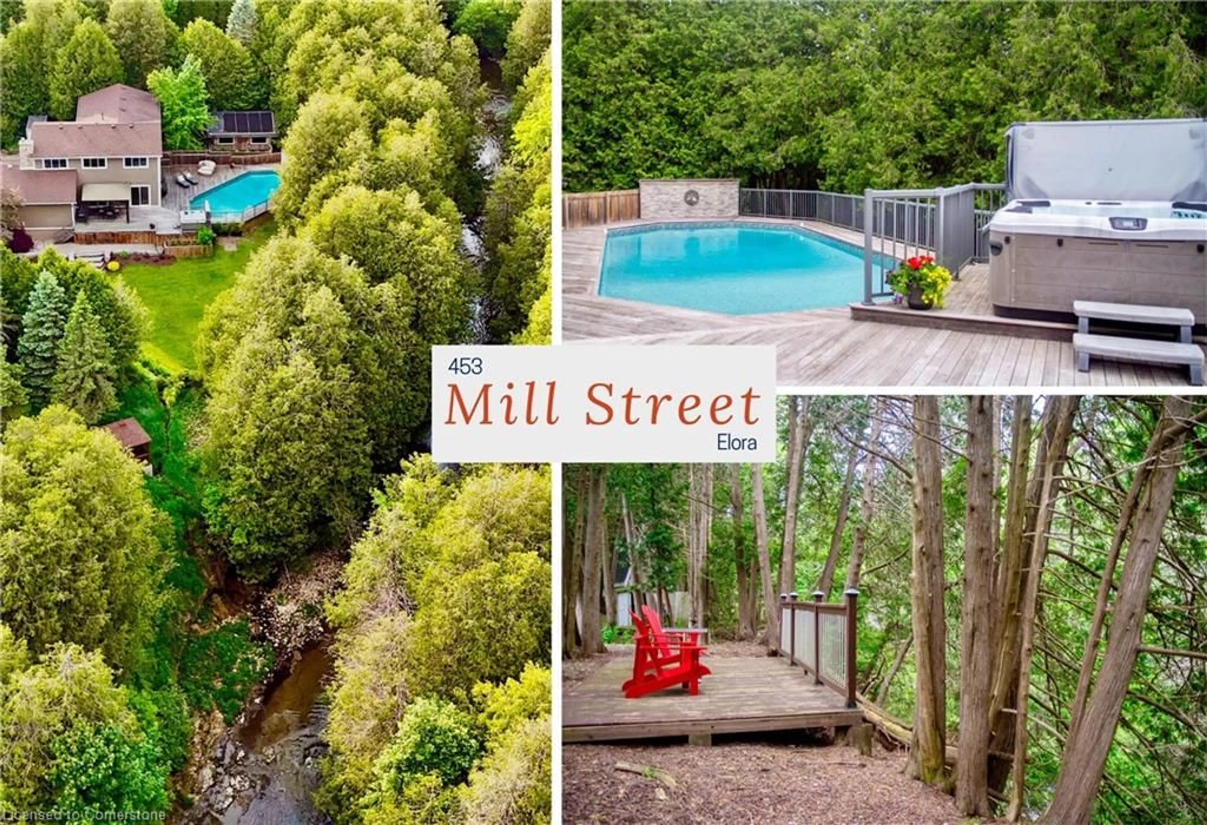 A pic from outside/outdoor area/front of a property/back of a property/a pic from drone, street for 453 Mill St, Elora Ontario N0B 1S0