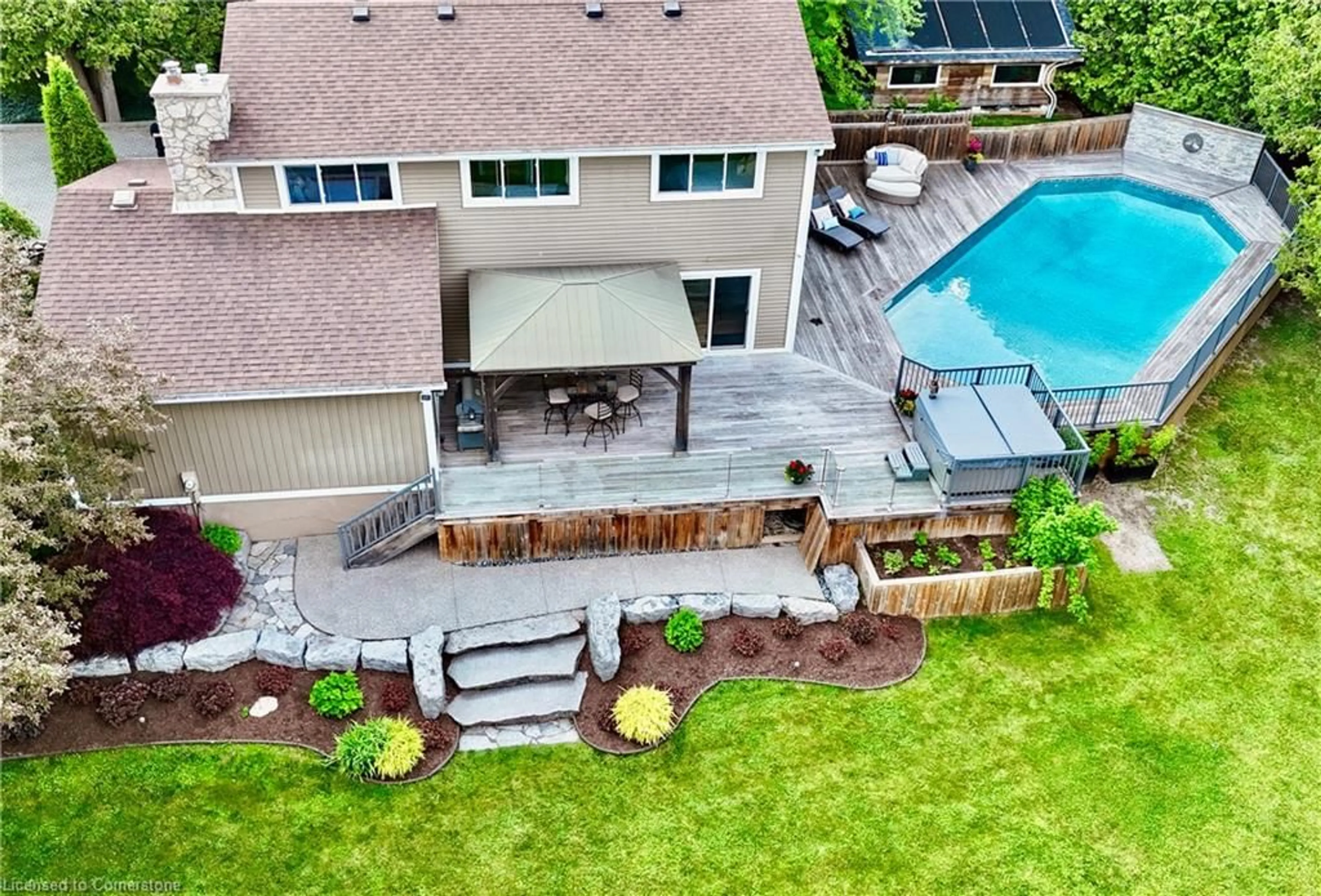 A pic from outside/outdoor area/front of a property/back of a property/a pic from drone, water/lake/river/ocean view for 453 Mill St, Elora Ontario N0B 1S0