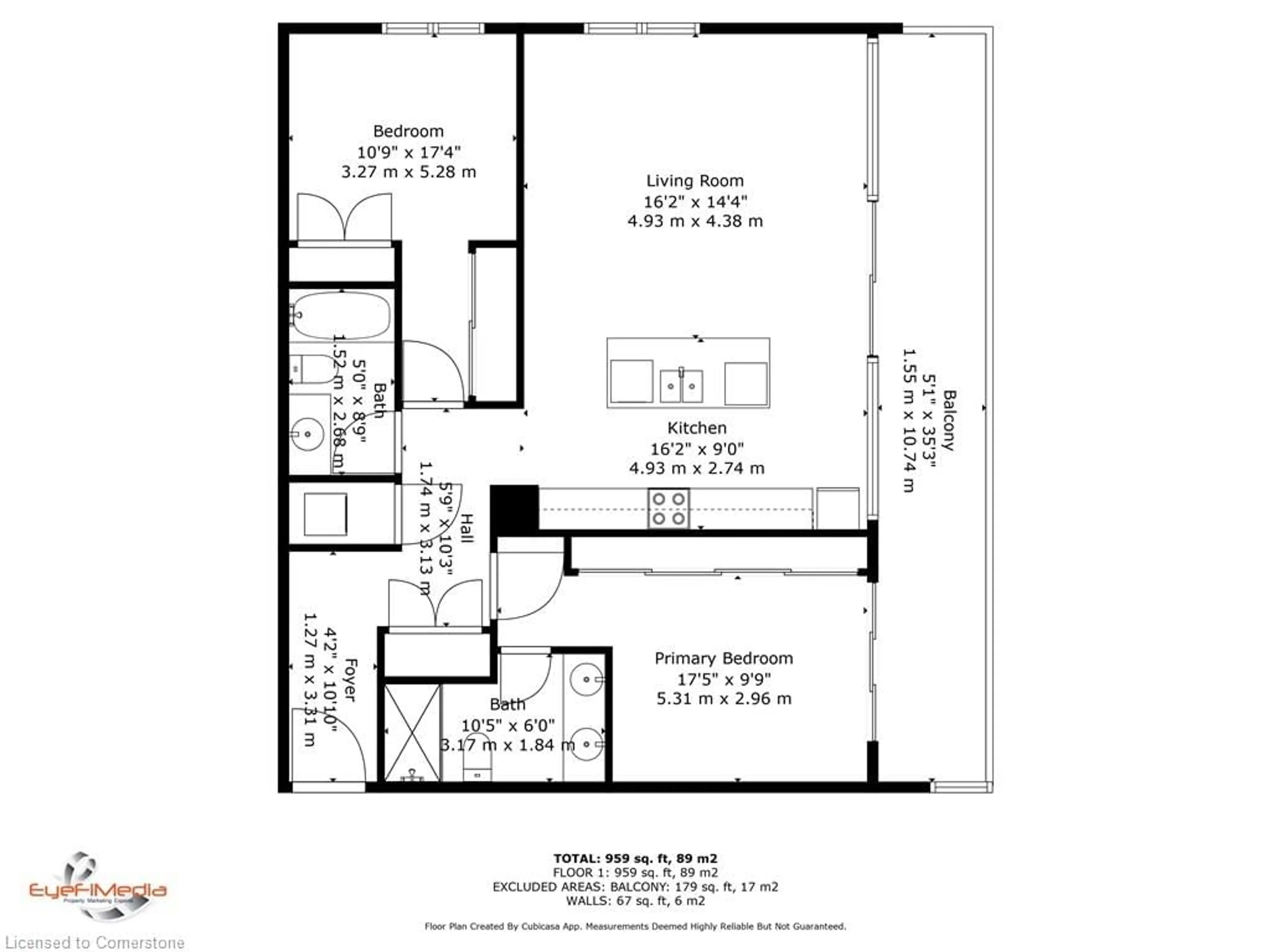 Floor plan for 15 Glebe St #1213, Cambridge Ontario N1S 0C3