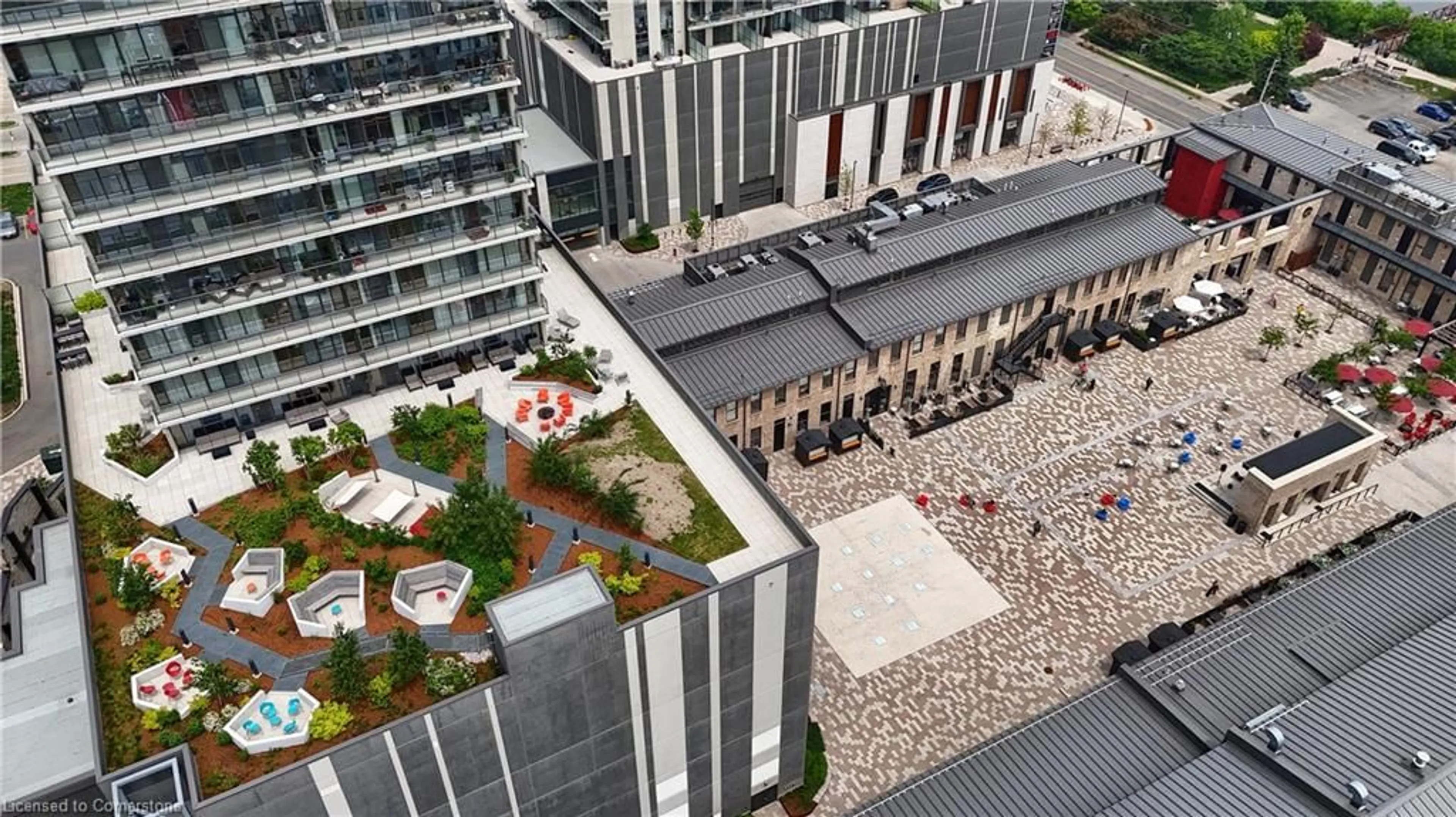 A pic from outside/outdoor area/front of a property/back of a property/a pic from drone, city buildings view from balcony for 15 Glebe St #1213, Cambridge Ontario N1S 0C3