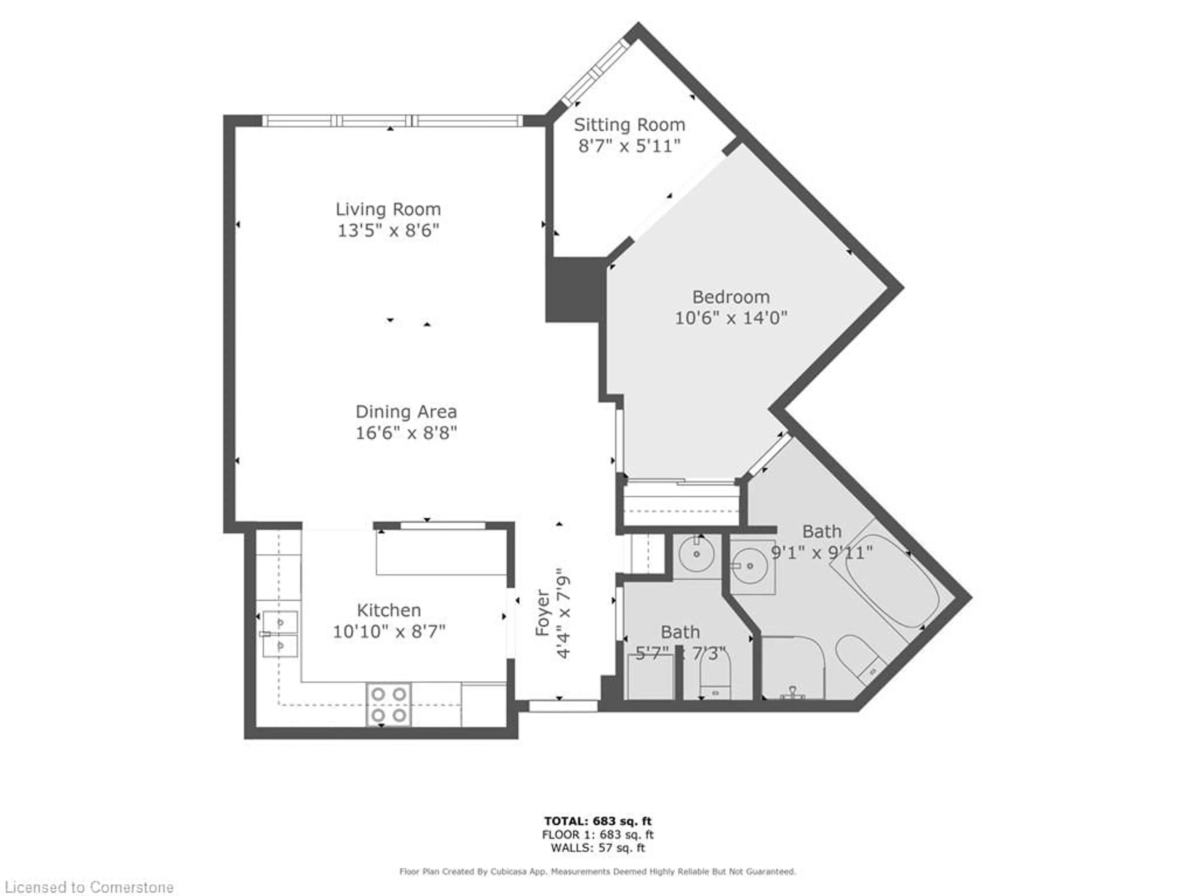 Floor plan for 237 King St #907, Cambridge Ontario N3H 3M5