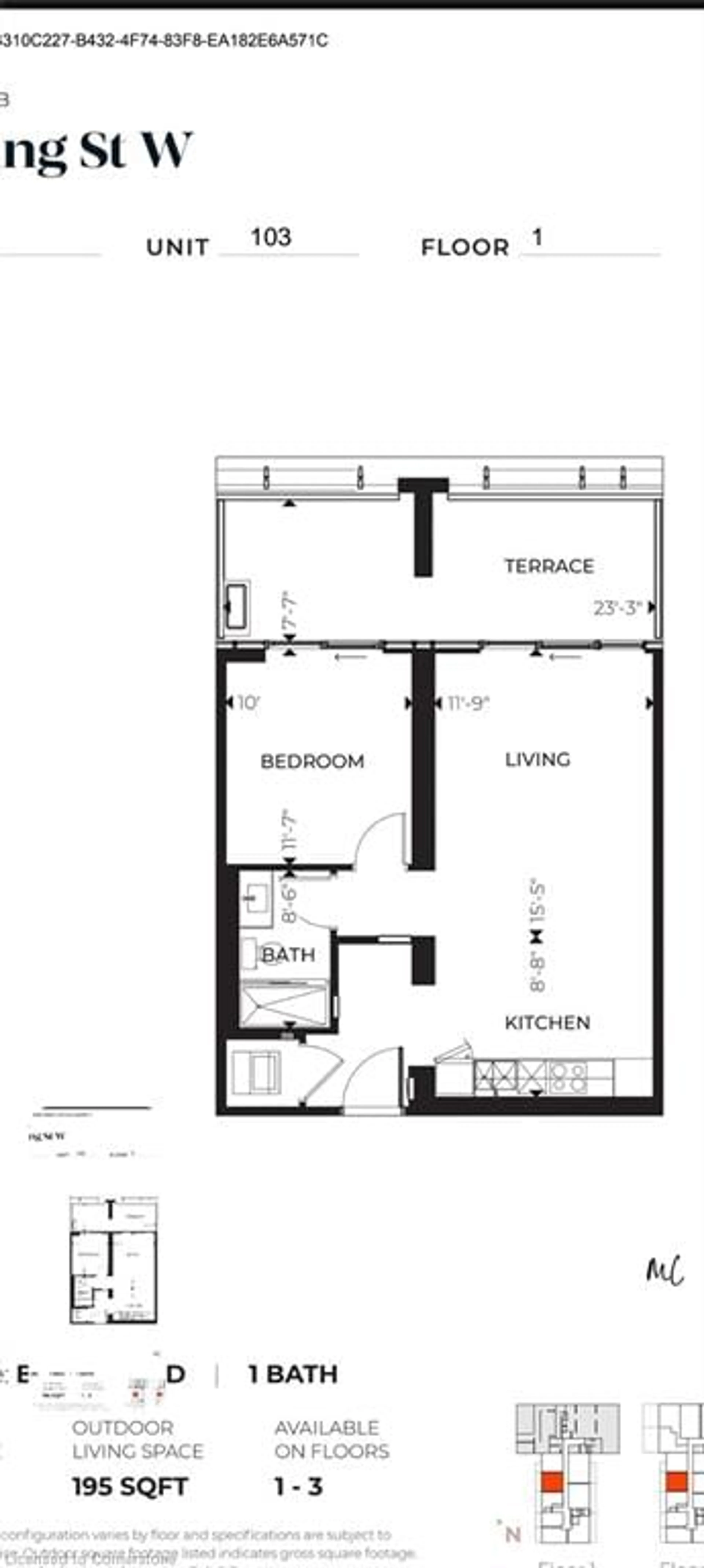 Floor plan for 741 King St #103, Kitchener Ontario N2G 0E9
