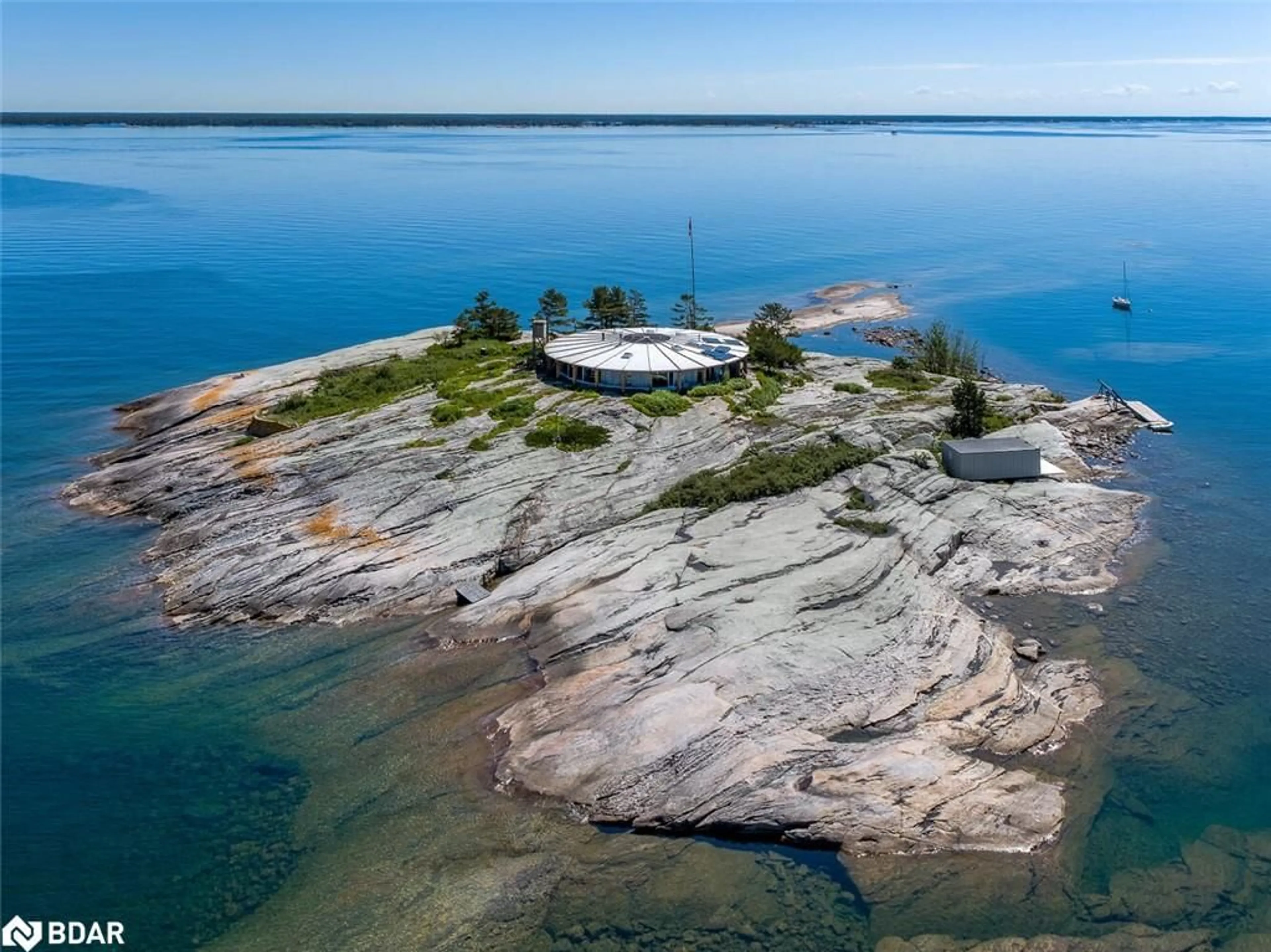 A pic from outside/outdoor area/front of a property/back of a property/a pic from drone, water/lake/river/ocean view for 2 3700 Table Rock Island, Port Severn Ontario L0K 1S0