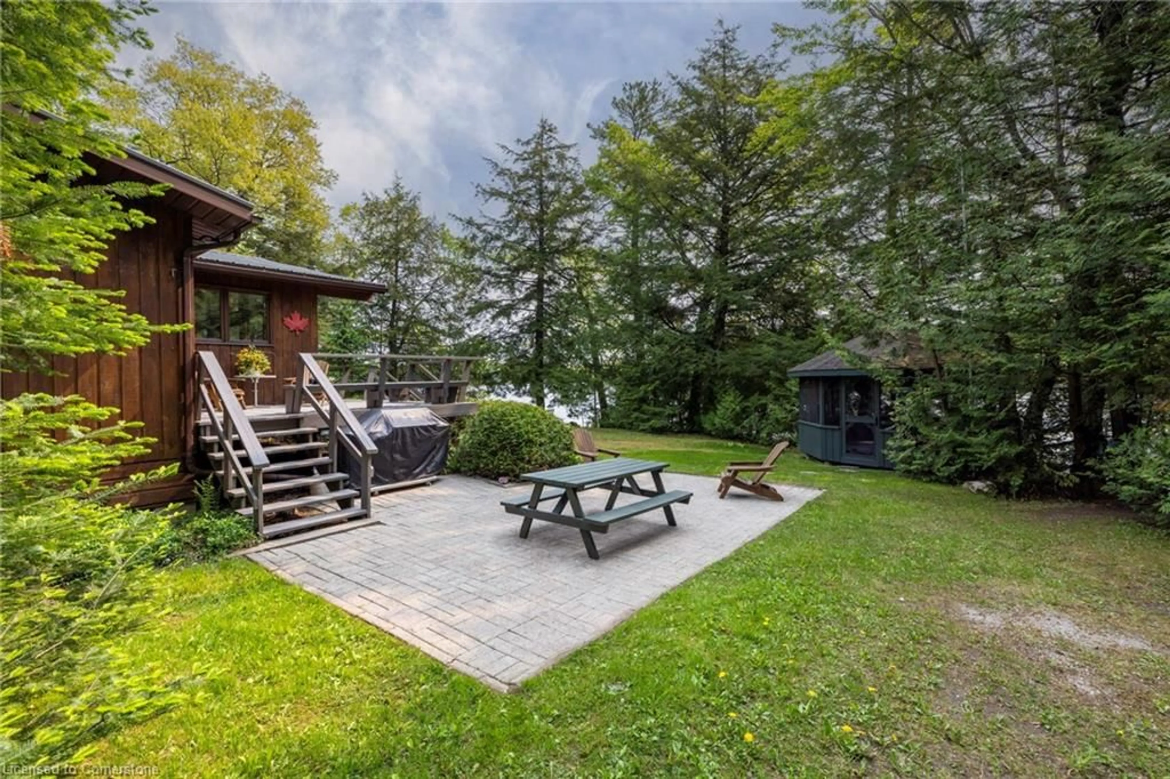 Patio, forest/trees view for 69 Greenwood Camp Rd, Seguin Ontario P2A 2W8