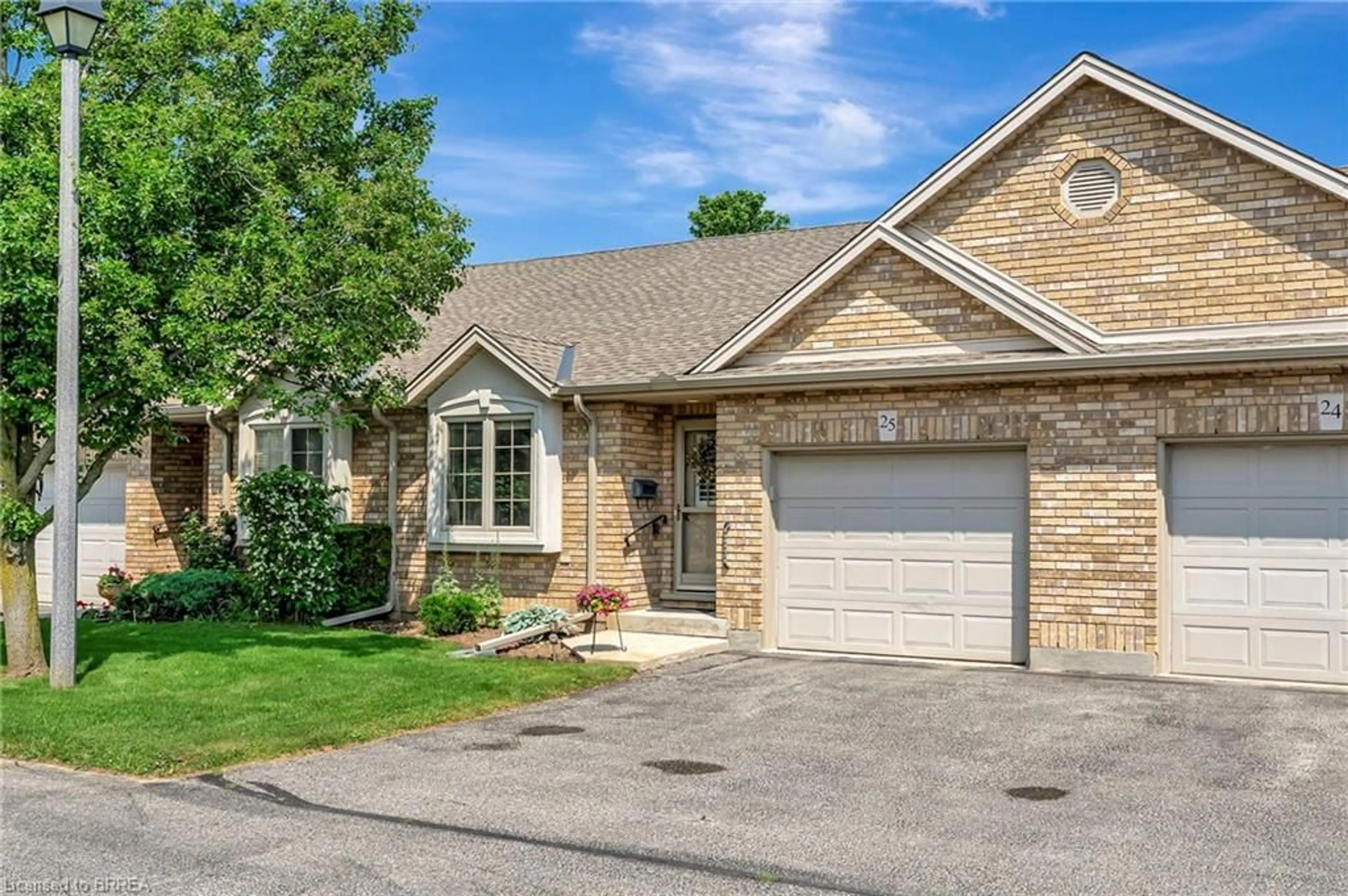 Home with brick exterior material, street for 25 Cobden Crt #25, Brantford Ontario N3R 8B5