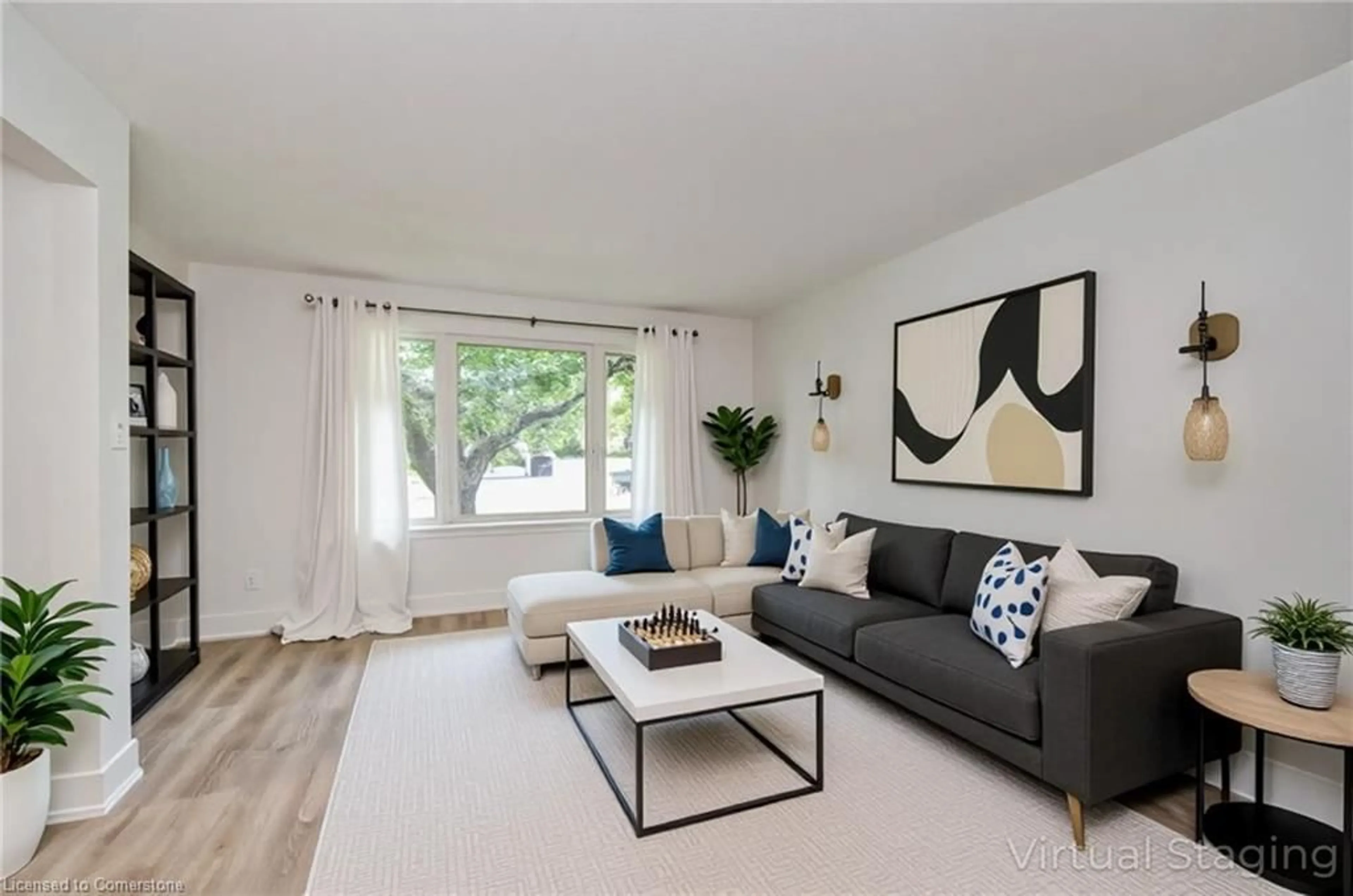 Living room with furniture, wood/laminate floor for 354 Southill Dr, Kitchener Ontario N2A 2R1