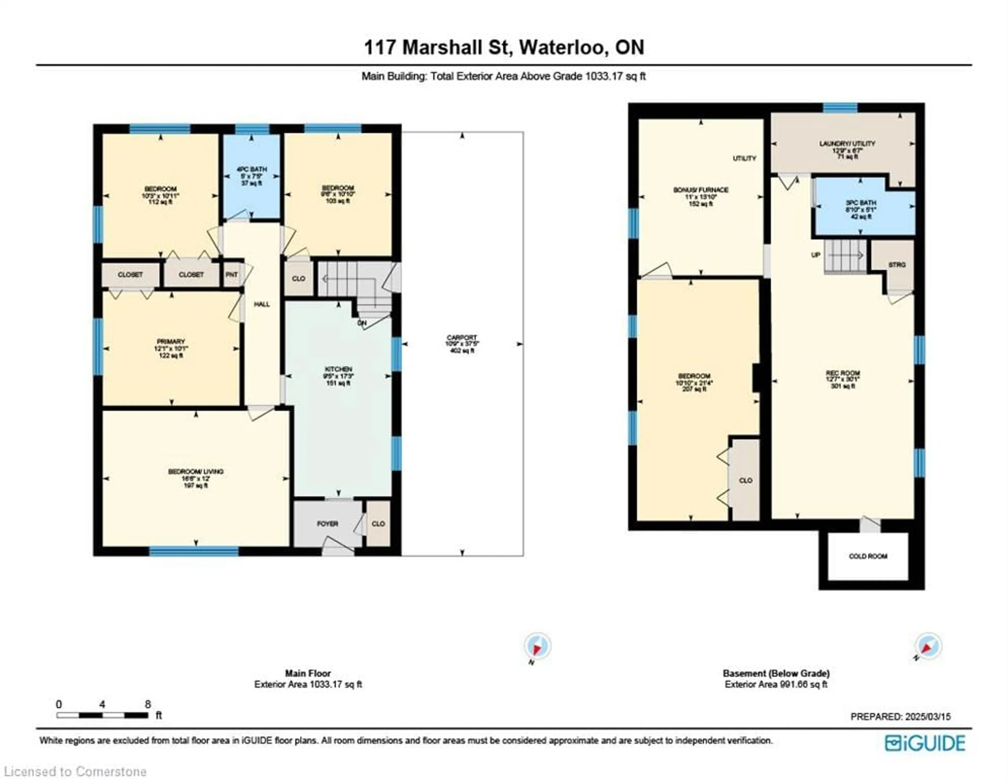 Floor plan for 117 Marshall St, Waterloo Ontario N2J 2T6