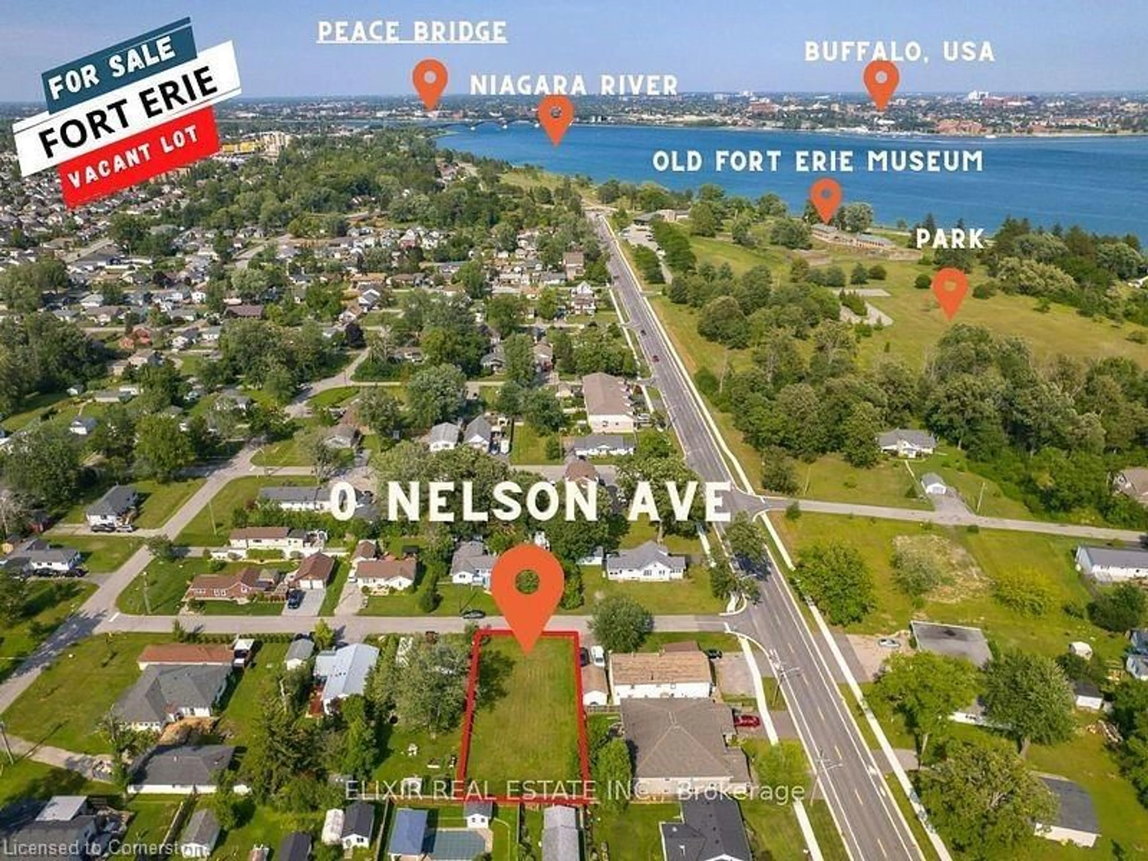 A pic from outside/outdoor area/front of a property/back of a property/a pic from drone, street for 401 Nelson Ave, Fort Erie Ontario L2A 1G4