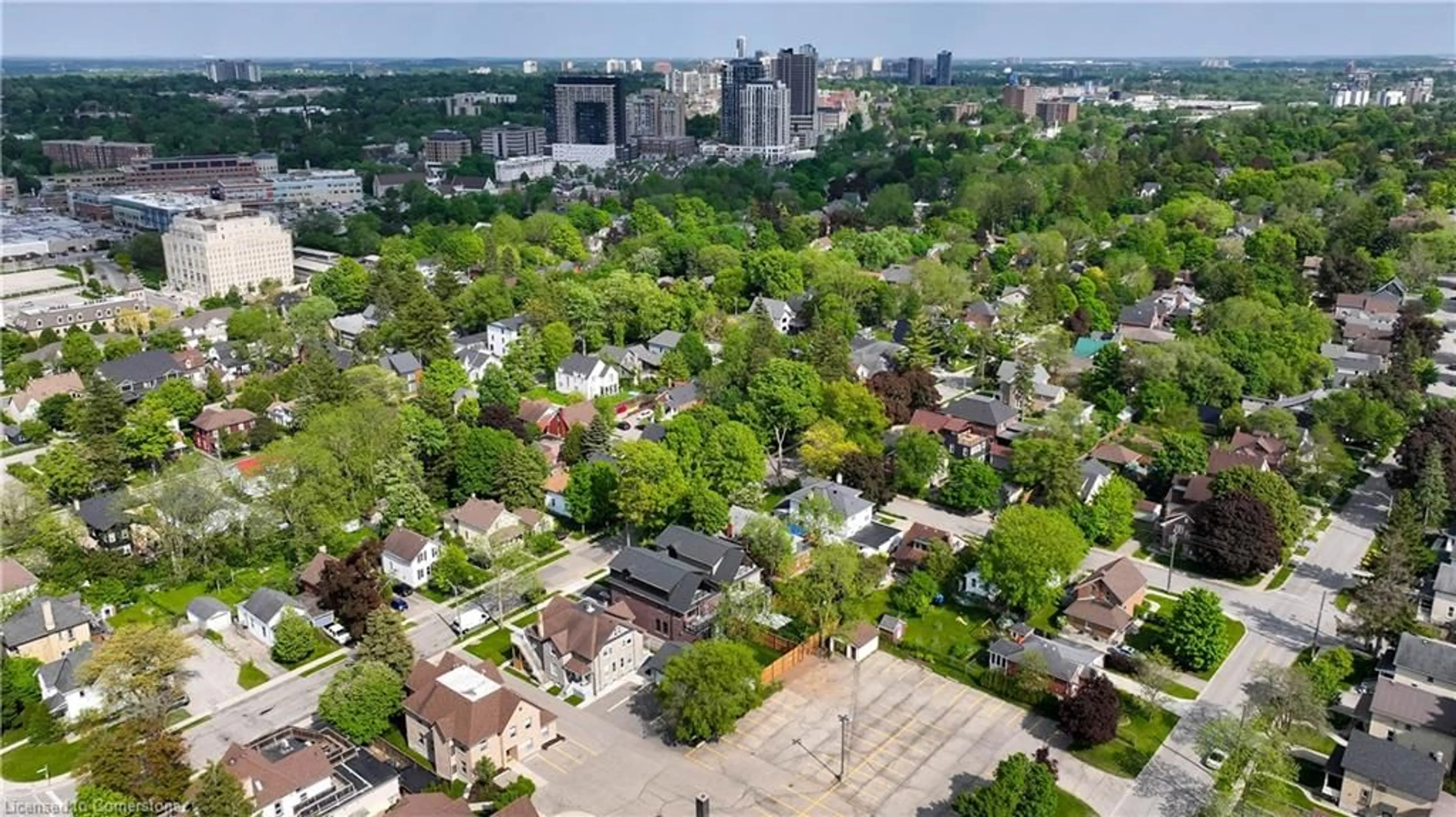 A pic from outside/outdoor area/front of a property/back of a property/a pic from drone, city buildings view from balcony for 19 Avondale Ave, Waterloo Ontario N2L 2B5