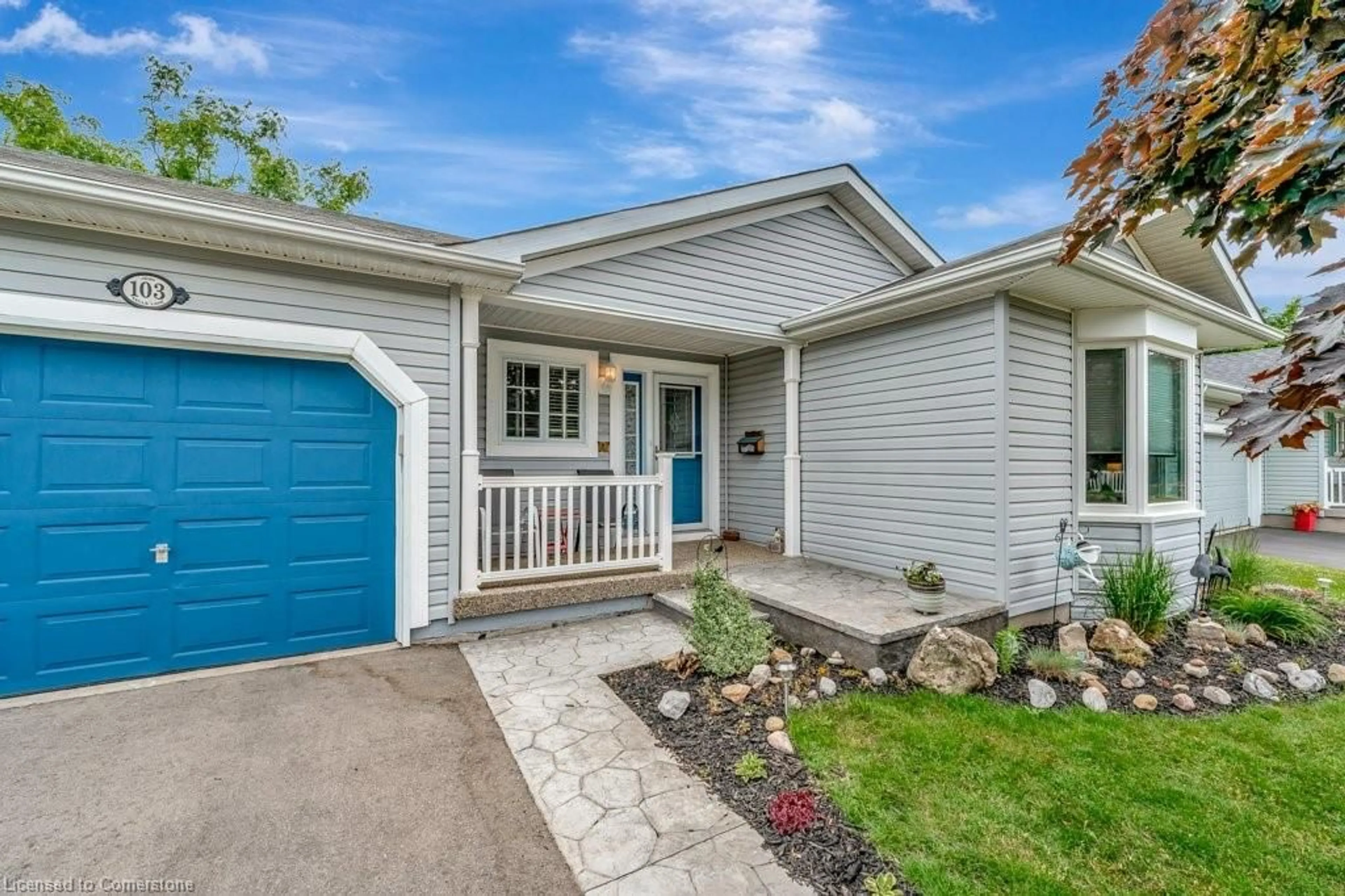 Home with vinyl exterior material, street for 103 Kells Lane, Freelton Ontario L8B 1A5