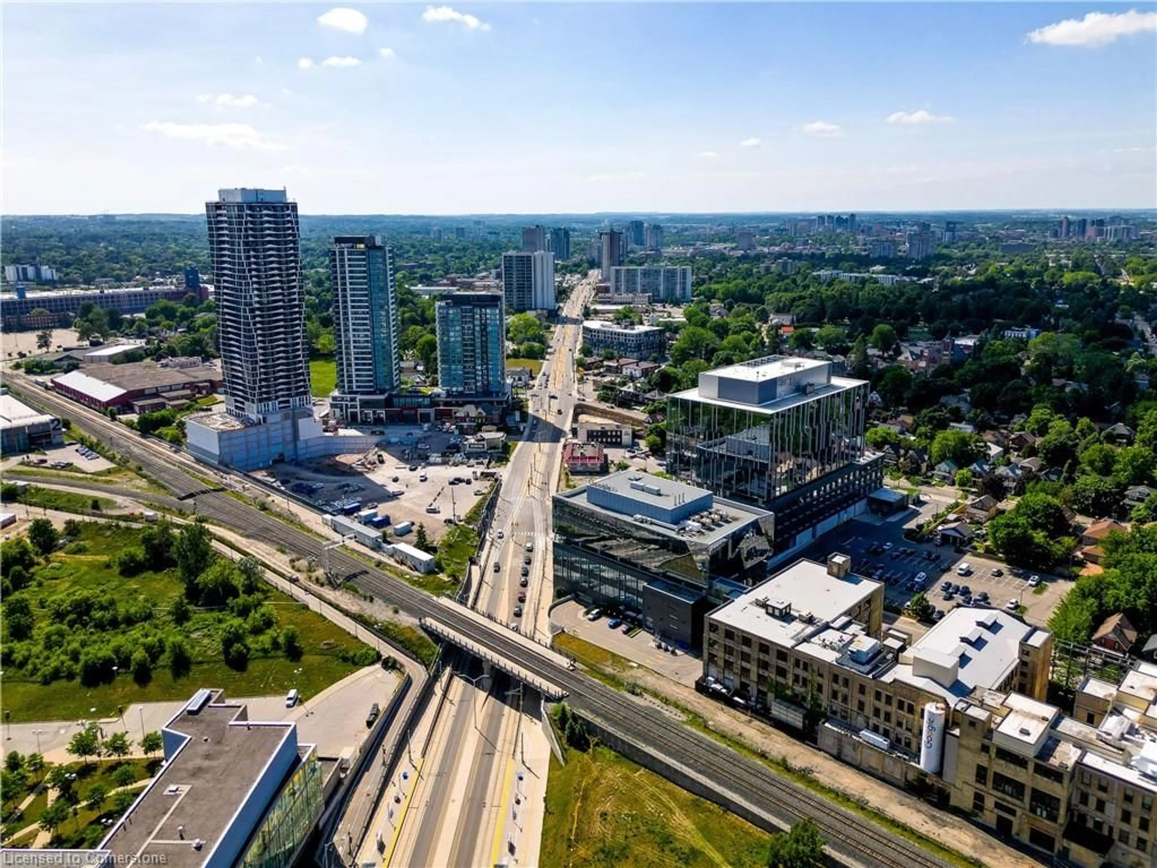 A pic from outside/outdoor area/front of a property/back of a property/a pic from drone, city buildings view from balcony for 55 Duke St #1201, Kitchener Ontario N2H 4Z1