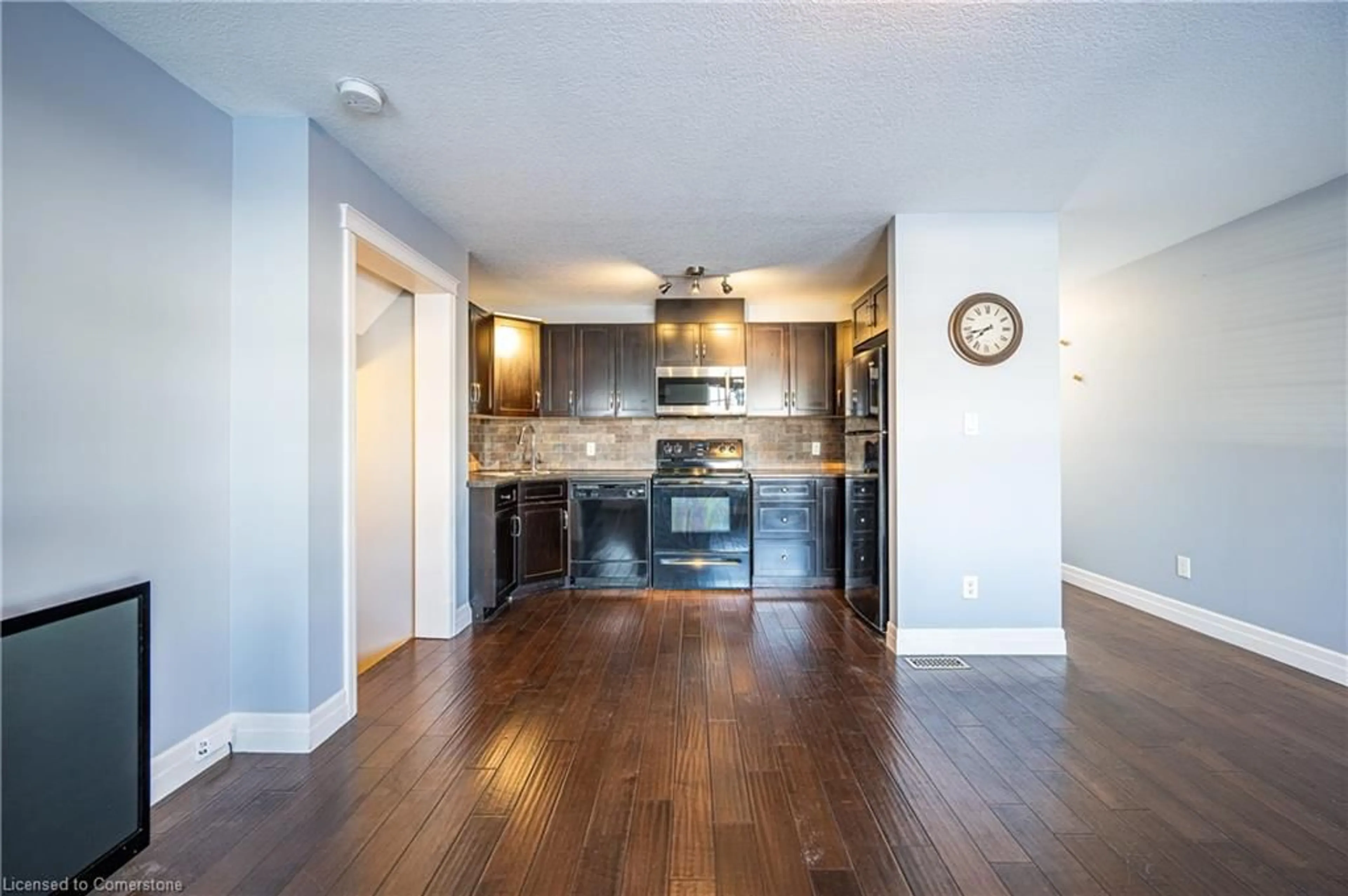 Open concept kitchen, wood/laminate floor for 275 Old Huron Rd #28, Kitchener Ontario N2R 1P9