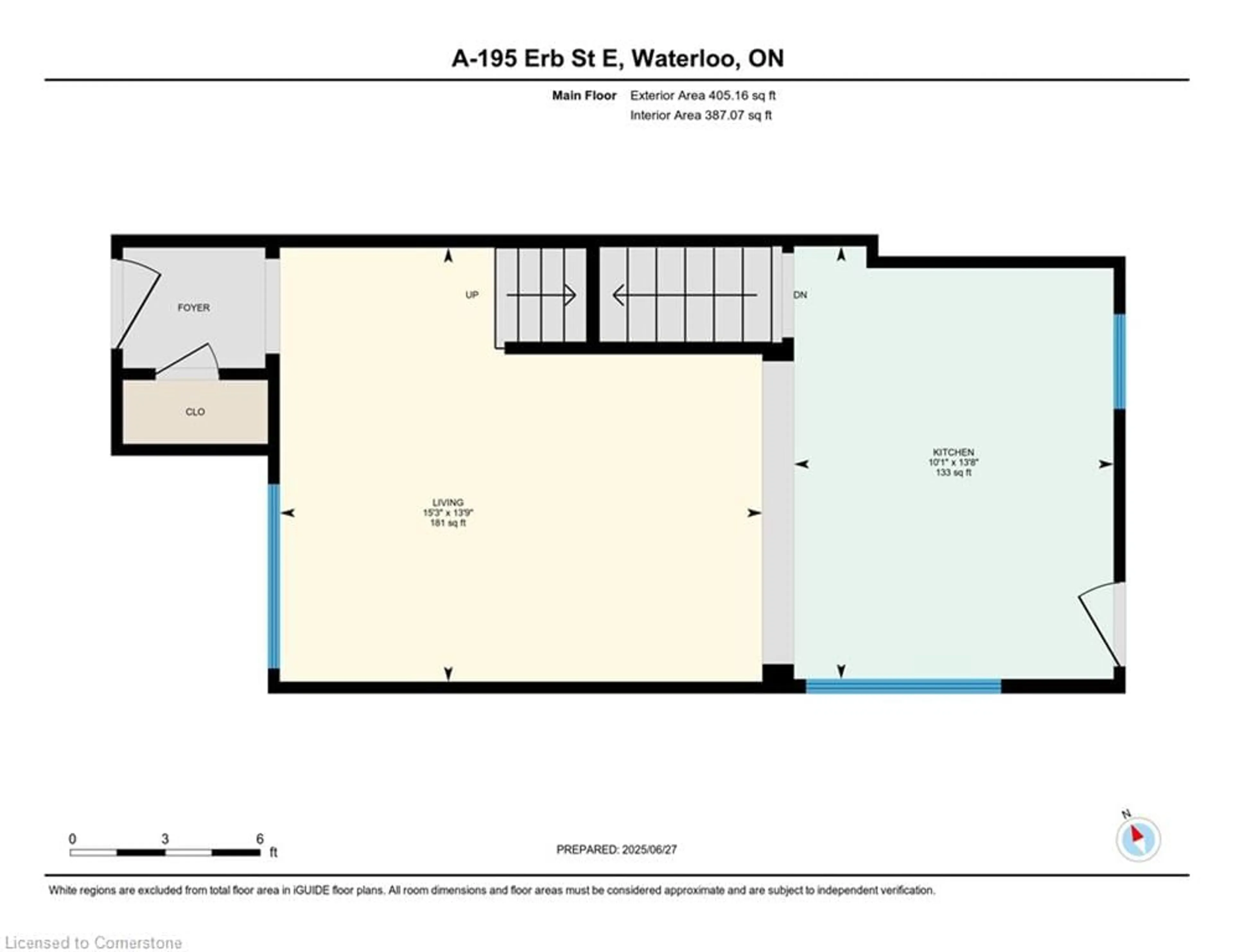 Floor plan for 195 Erb St #A, Waterloo Ontario N2J 1M7