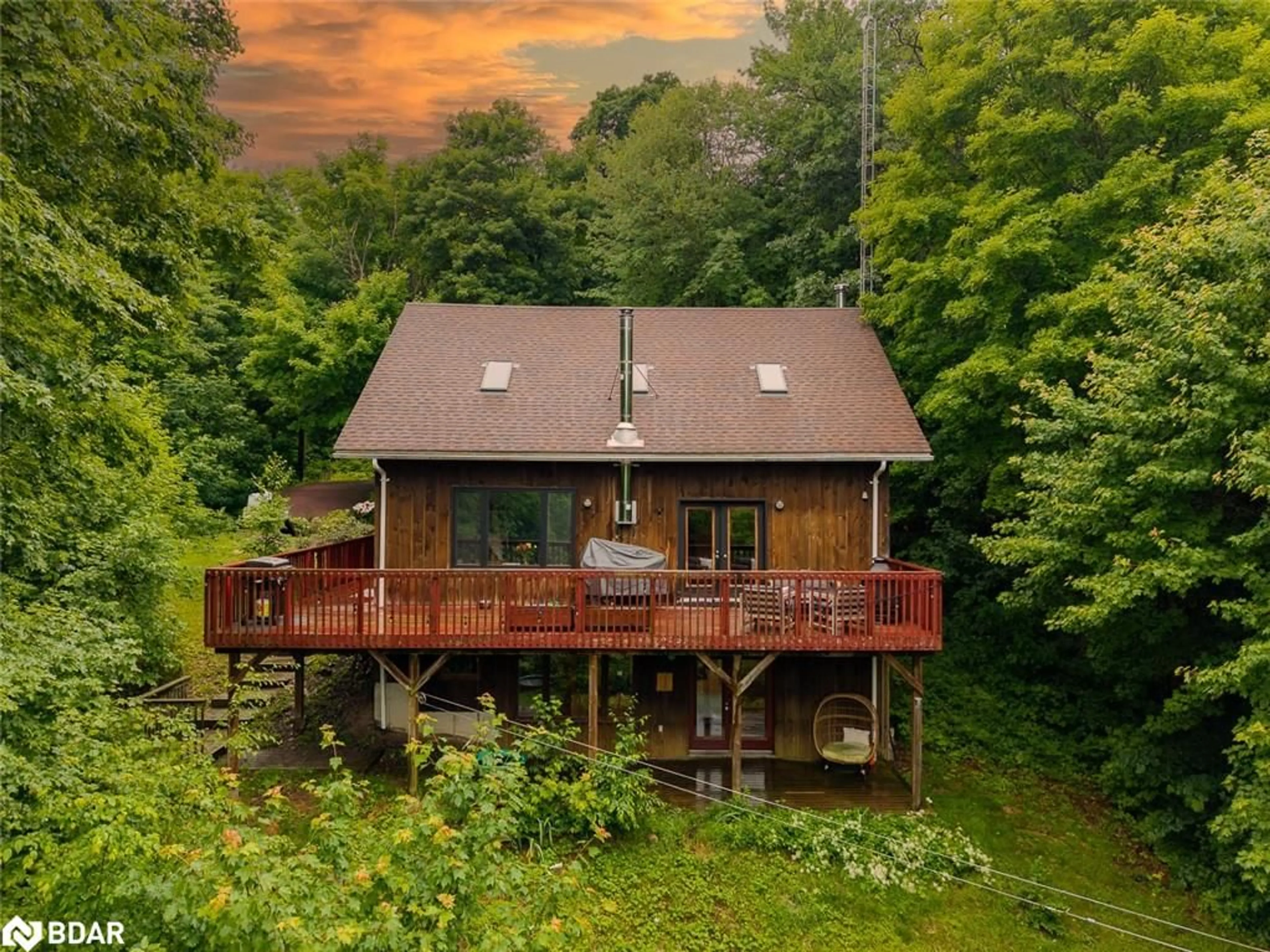 A pic from outside/outdoor area/front of a property/back of a property/a pic from drone, water/lake/river/ocean view for 806 Clearwater Lake Rd, Port Sydney Ontario P0B 1L0
