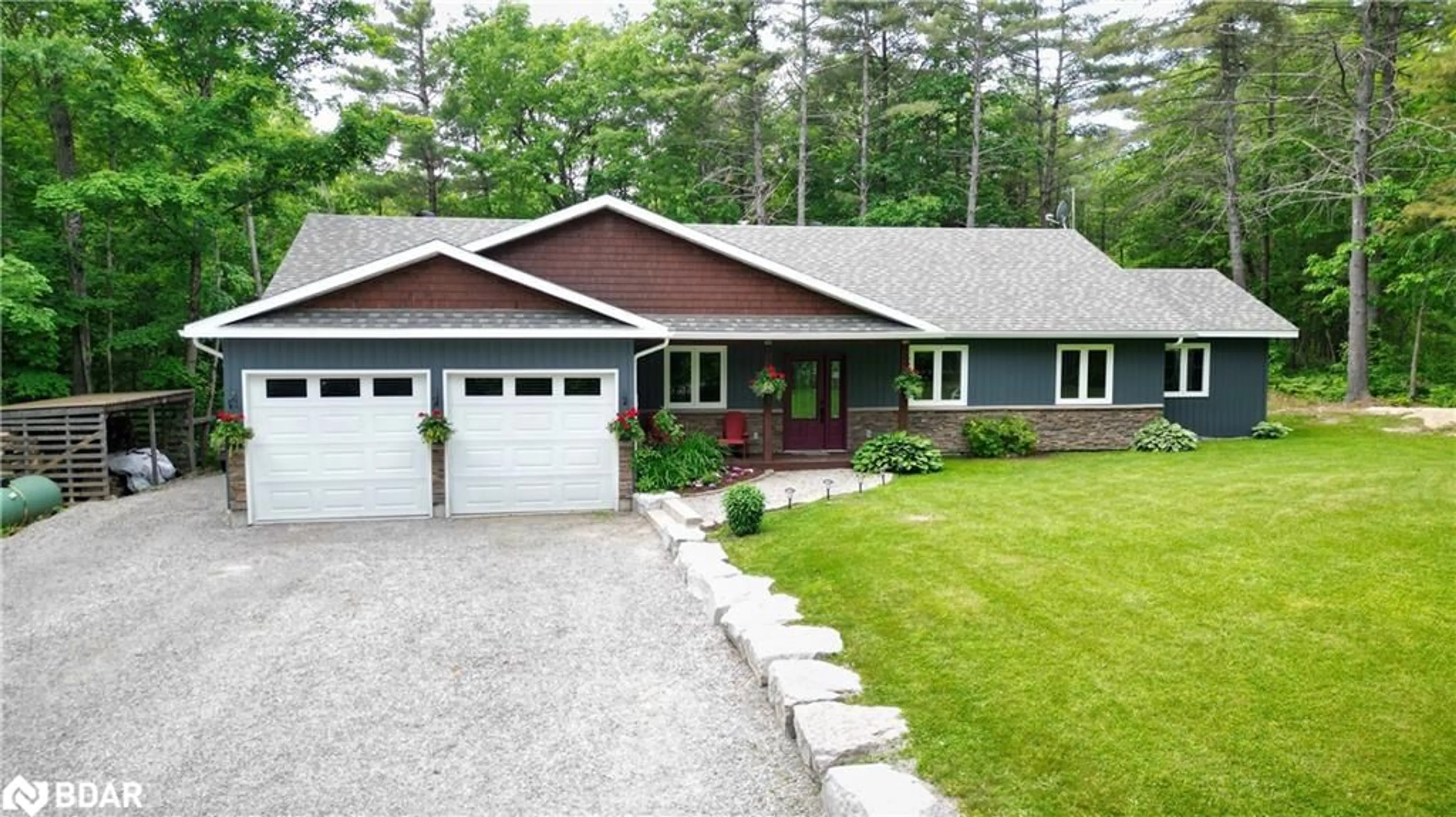 Home with vinyl exterior material, street for 1888 Church Line North Line, Coldwater Ontario L0K 1E0