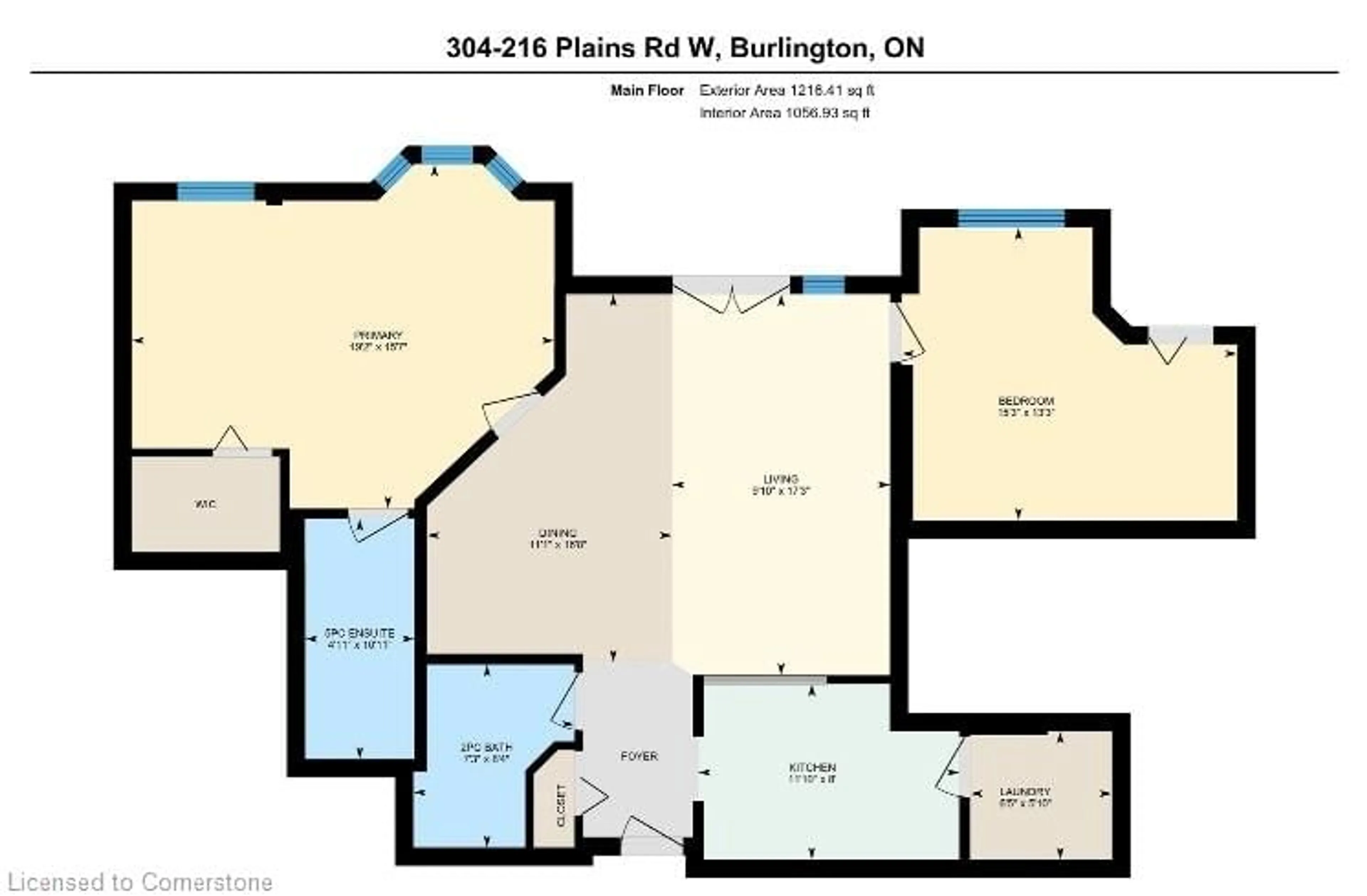 Floor plan for 216 Plains Rd #304, Burlington Ontario L7T 4M3