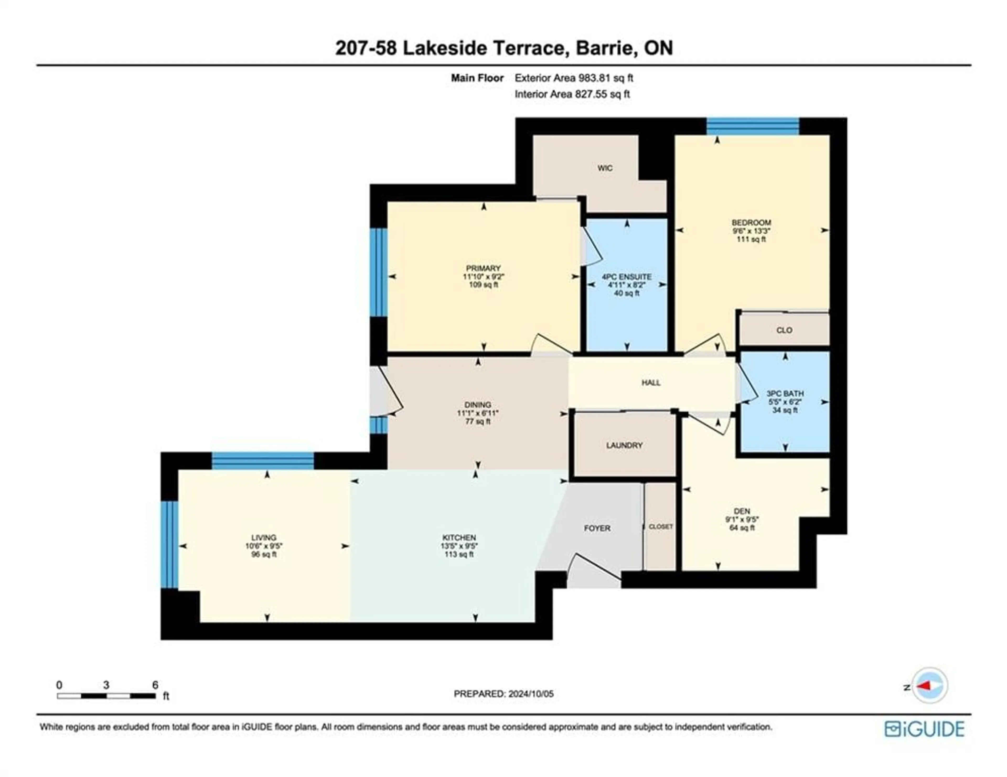 Floor plan for 58 Lakeside Terrace #207, Barrie Ontario L4M 0L5