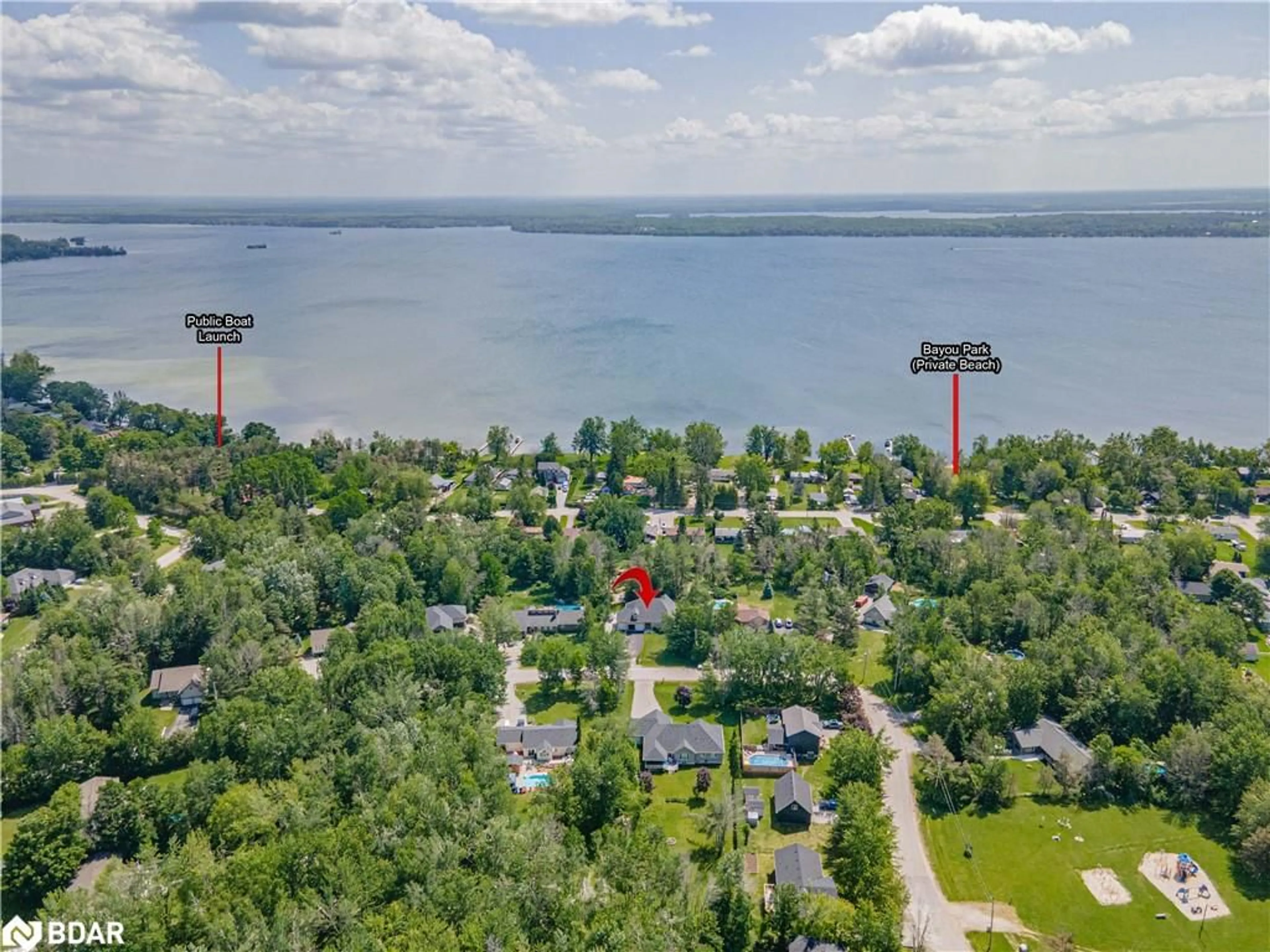A pic from outside/outdoor area/front of a property/back of a property/a pic from drone, water/lake/river/ocean view for 3545 Timberline Ave, Severn Ontario L3V 6H3