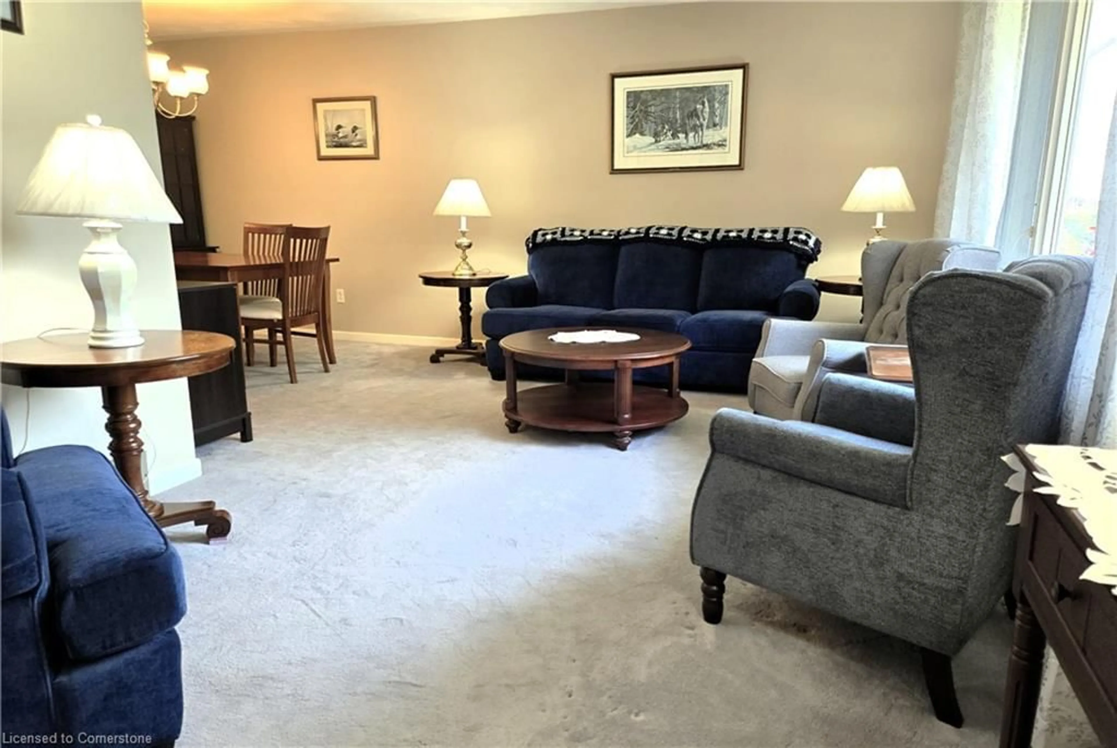 Living room with furniture, carpet floor for 43 Cherry St, Simcoe Ontario N3Y 1B3