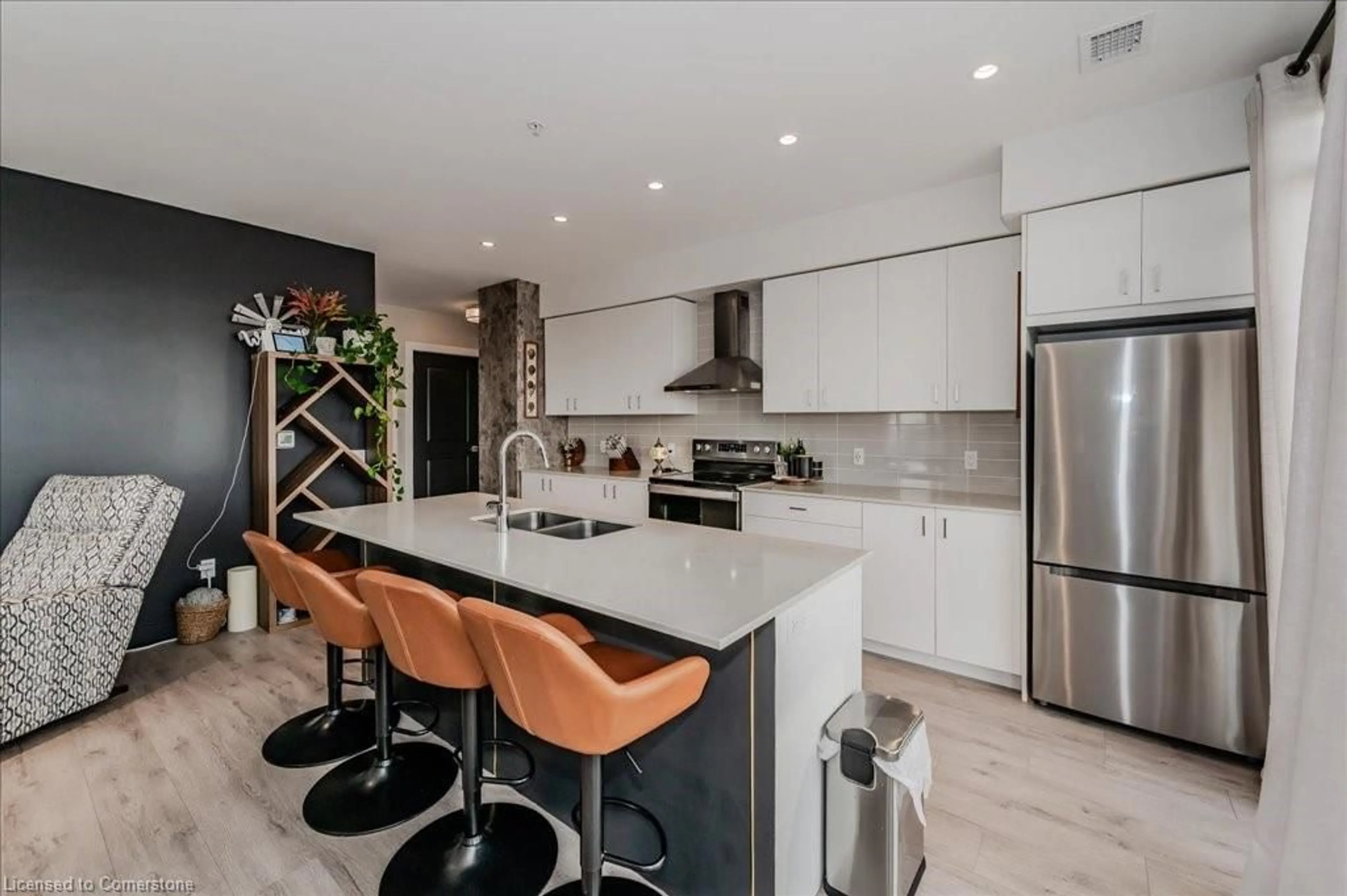 Contemporary kitchen, ceramic/tile floor for 50 Grand Ave #1201, Cambridge Ontario N1S 0C2