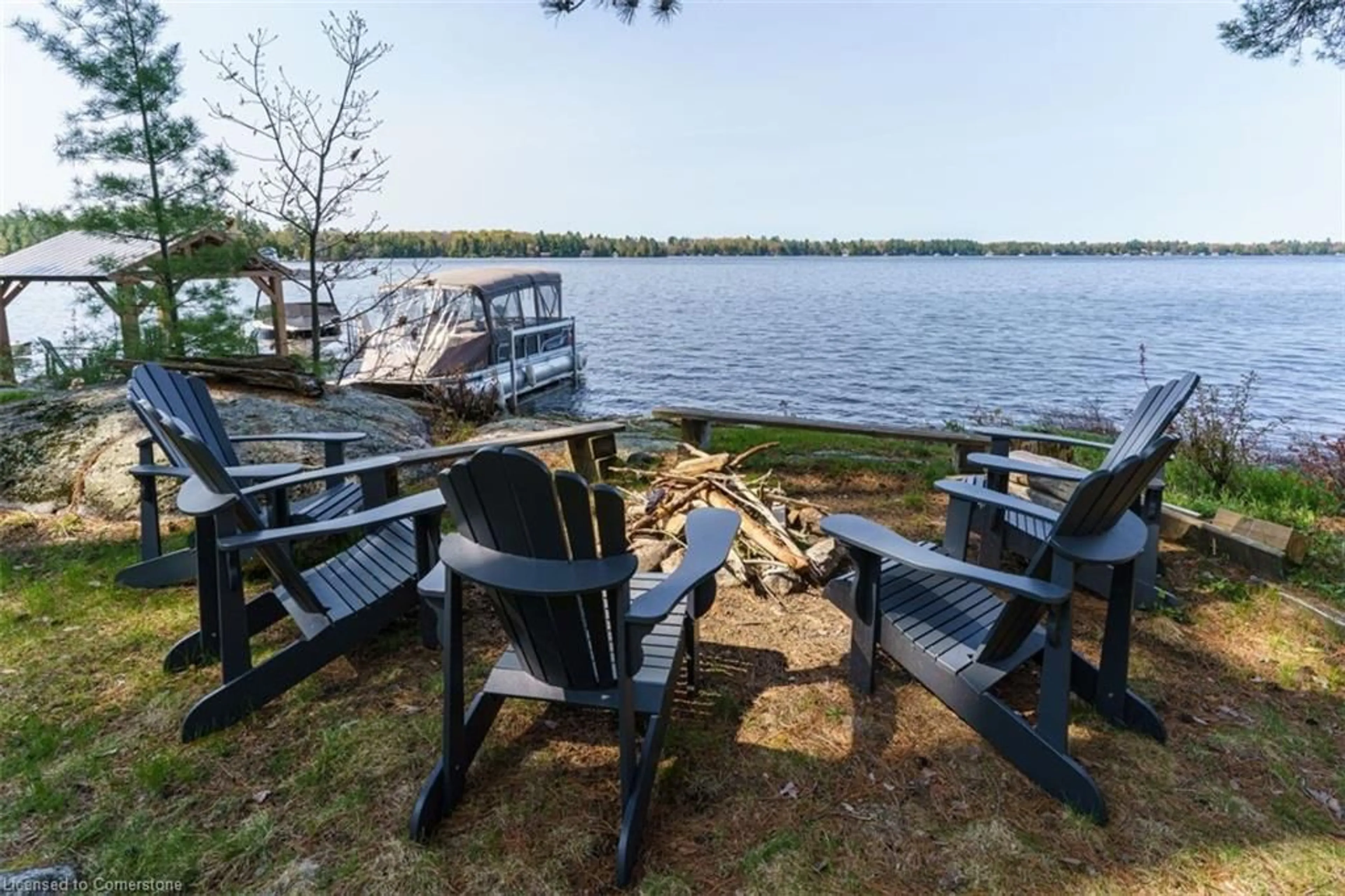 Patio, water/lake/river/ocean view for 99 Bala Park Island, Bala Ontario P0C 1A0
