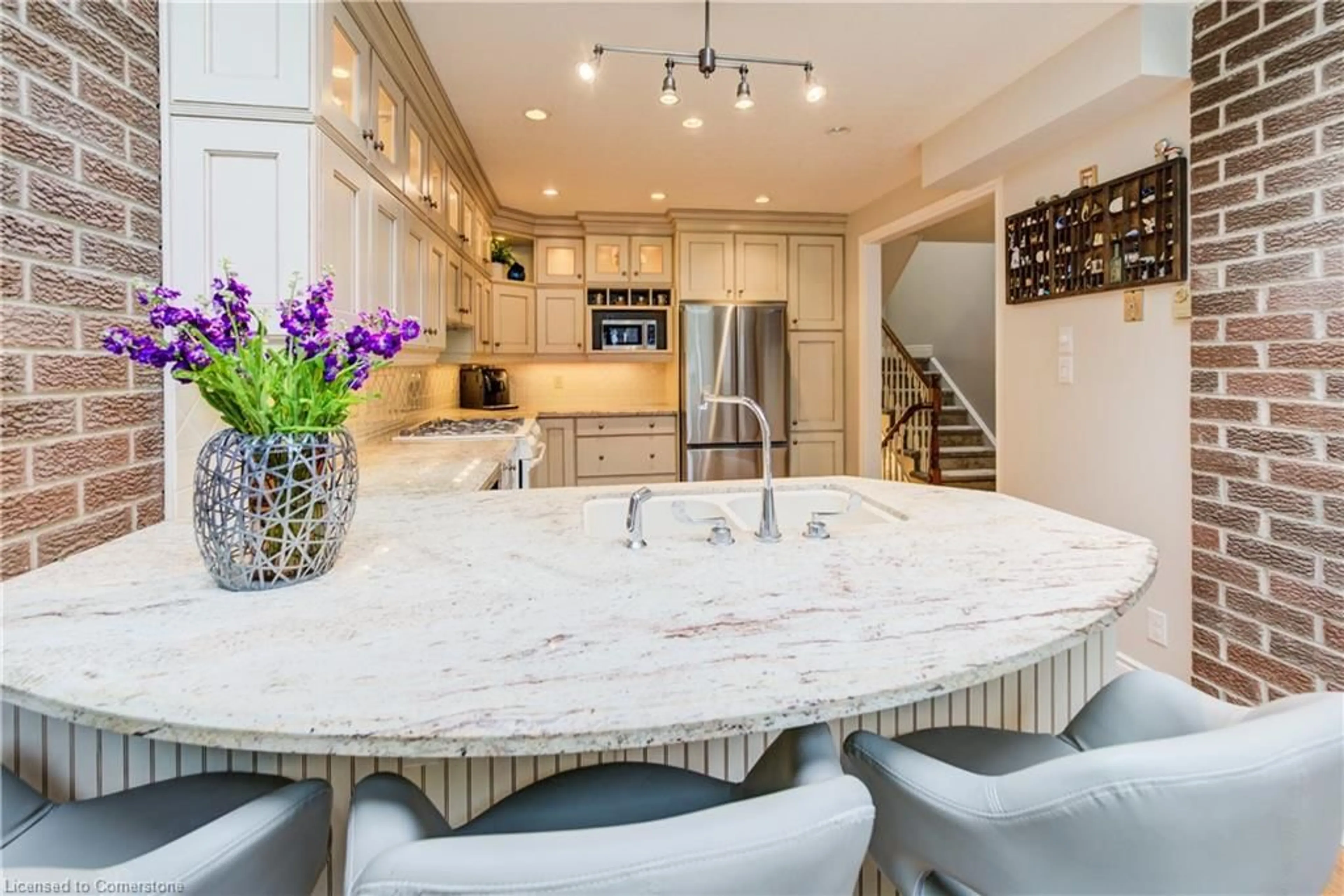 Open concept kitchen, ceramic/tile floor for 52 Allen St #2, Waterloo Ontario N2L 6H3