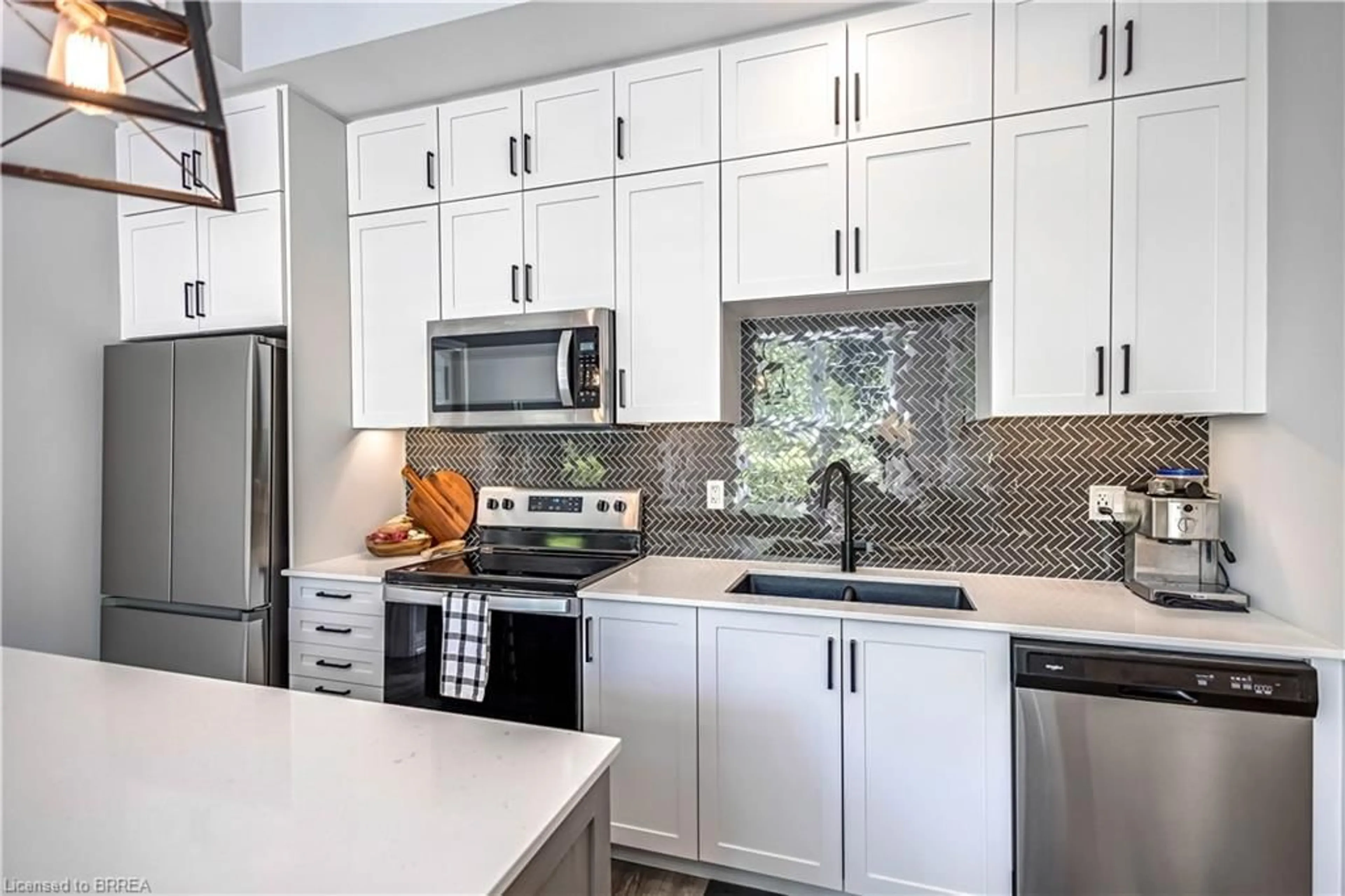 Contemporary kitchen, ceramic/tile floor for 88 Gibson St #104, Ayr Ontario N0B 1E0