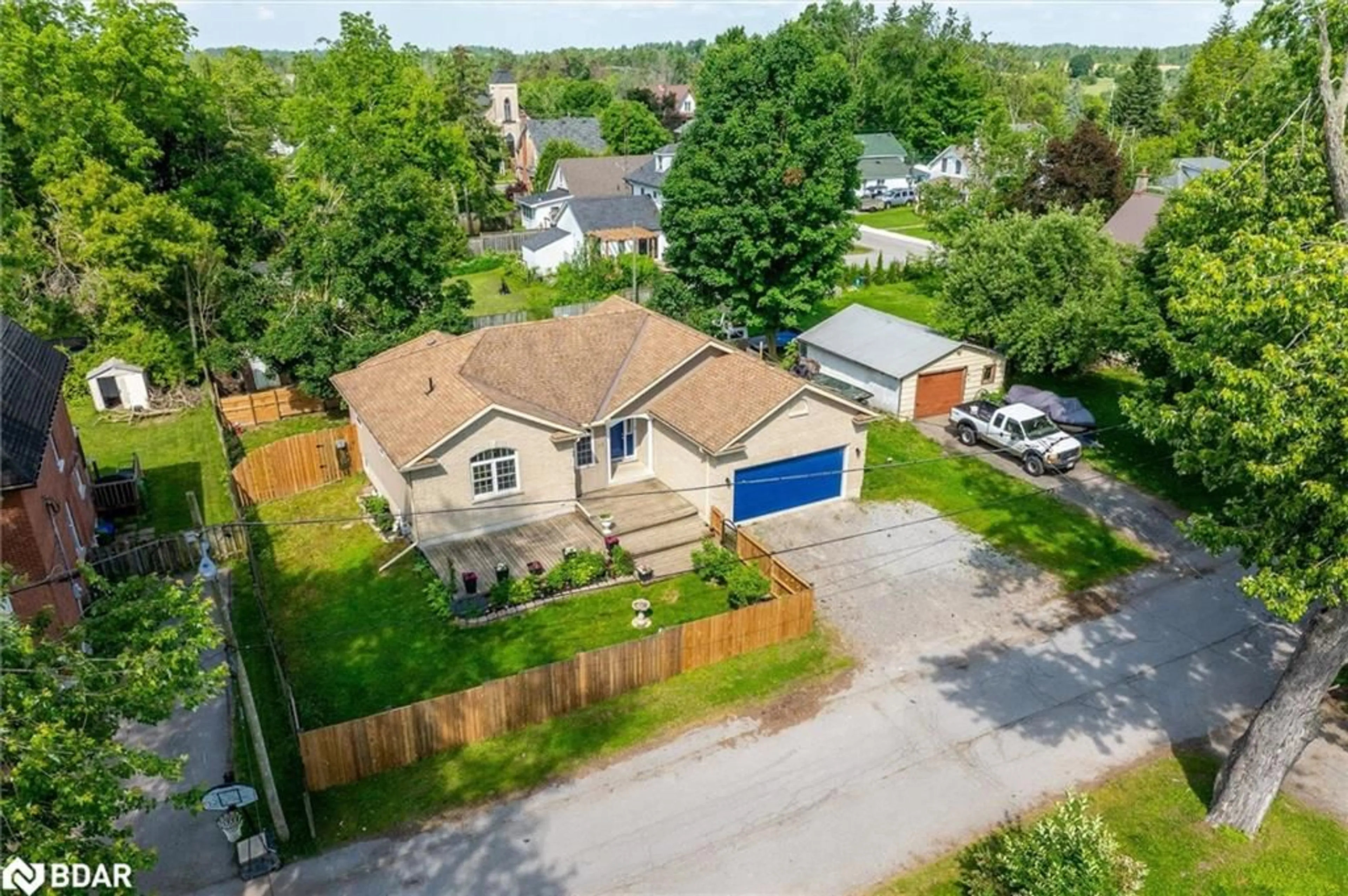 A pic from outside/outdoor area/front of a property/back of a property/a pic from drone, street for 19 George St, Omemee Ontario K0L 2W0
