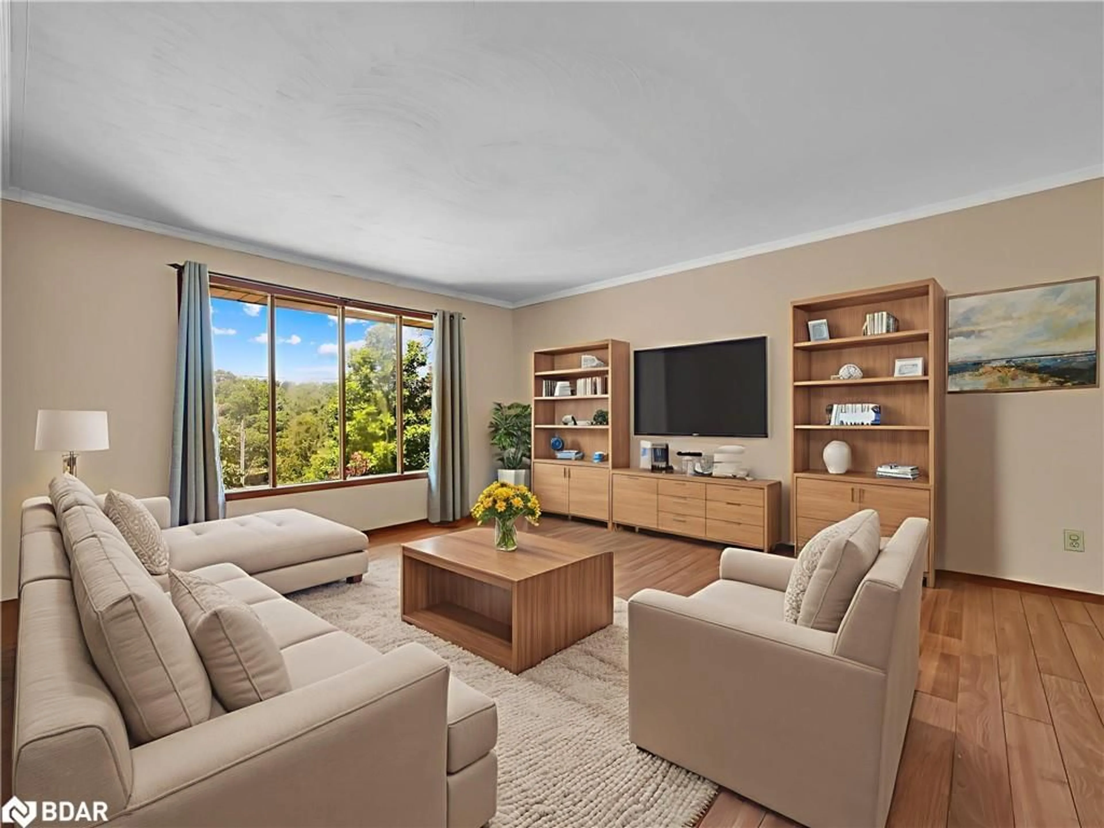 Living room with furniture, wood/laminate floor for 11 Glenda St, Simcoe Ontario N3Y 4T3