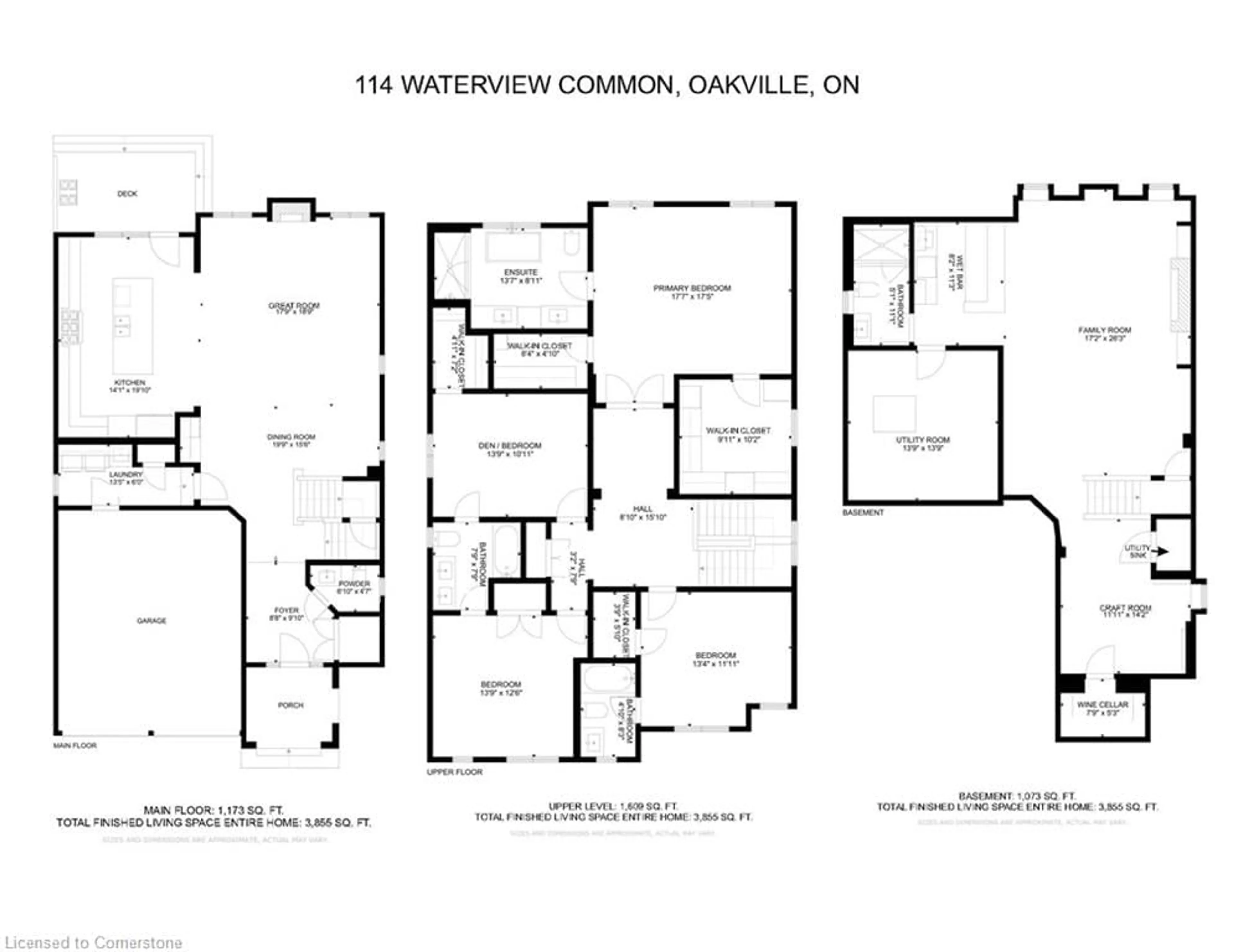 Floor plan for 114 Waterview Common, Oakville Ontario L6L 0E7