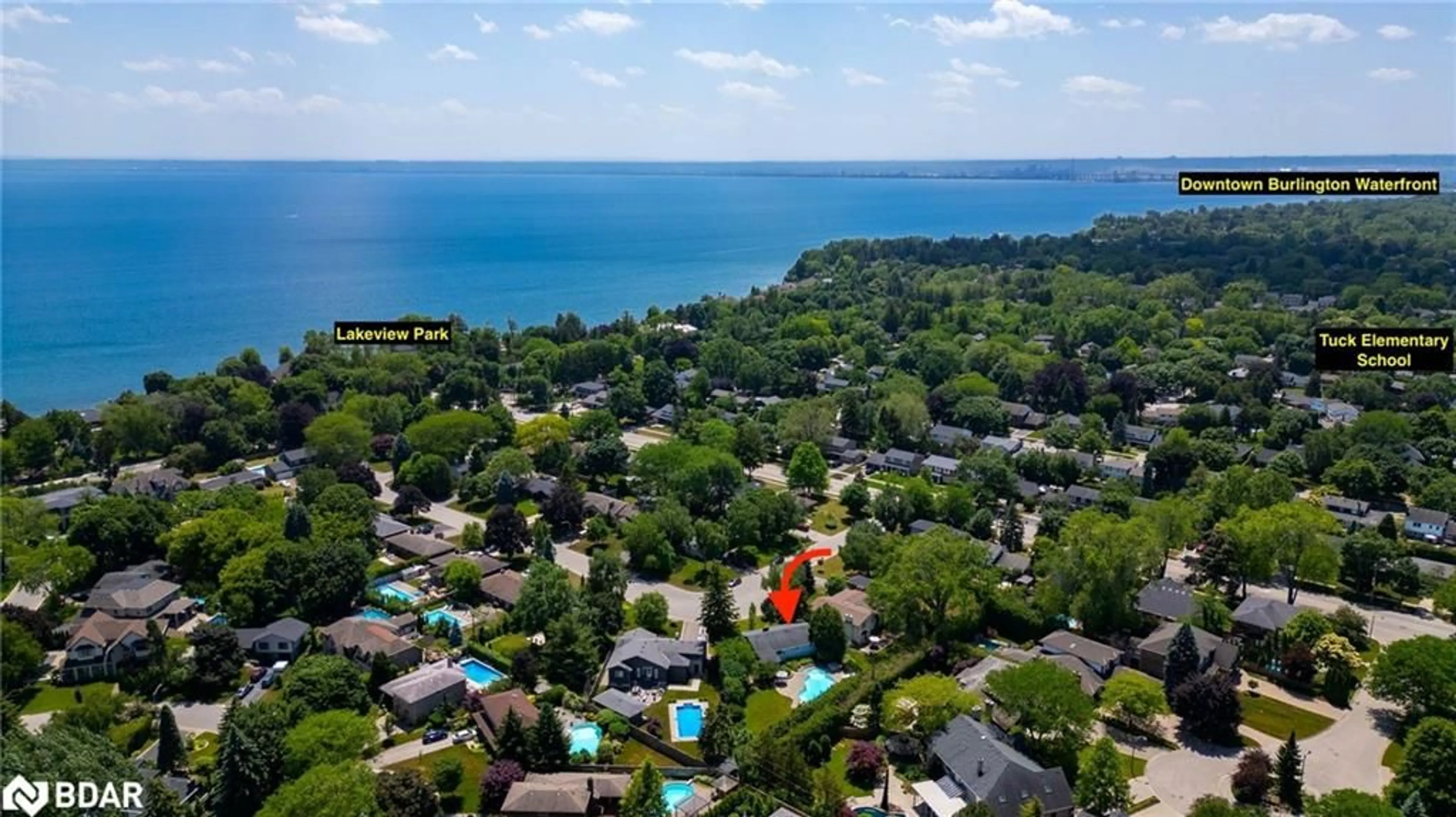 A pic from outside/outdoor area/front of a property/back of a property/a pic from drone, water/lake/river/ocean view for 247 Elmhurst Cres, Burlington Ontario L7L 2A5