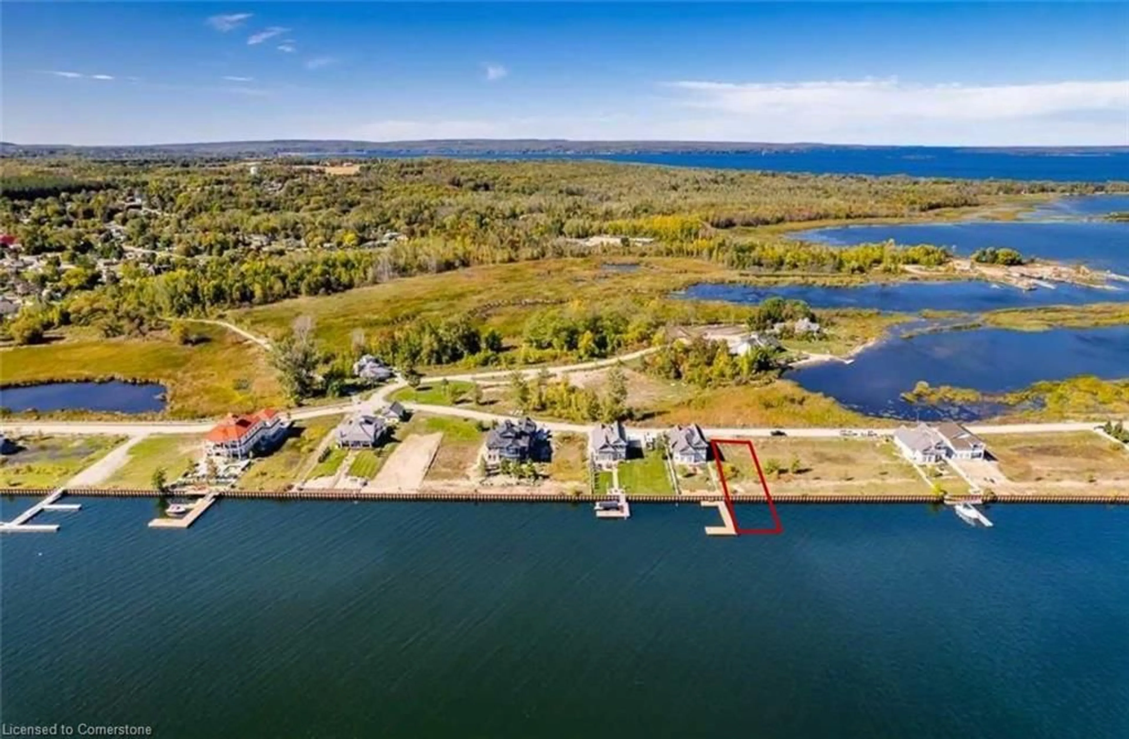 A pic from outside/outdoor area/front of a property/back of a property/a pic from drone, water/lake/river/ocean view for 47 Dock Lane, Simcoe Ontario L0K 1R0