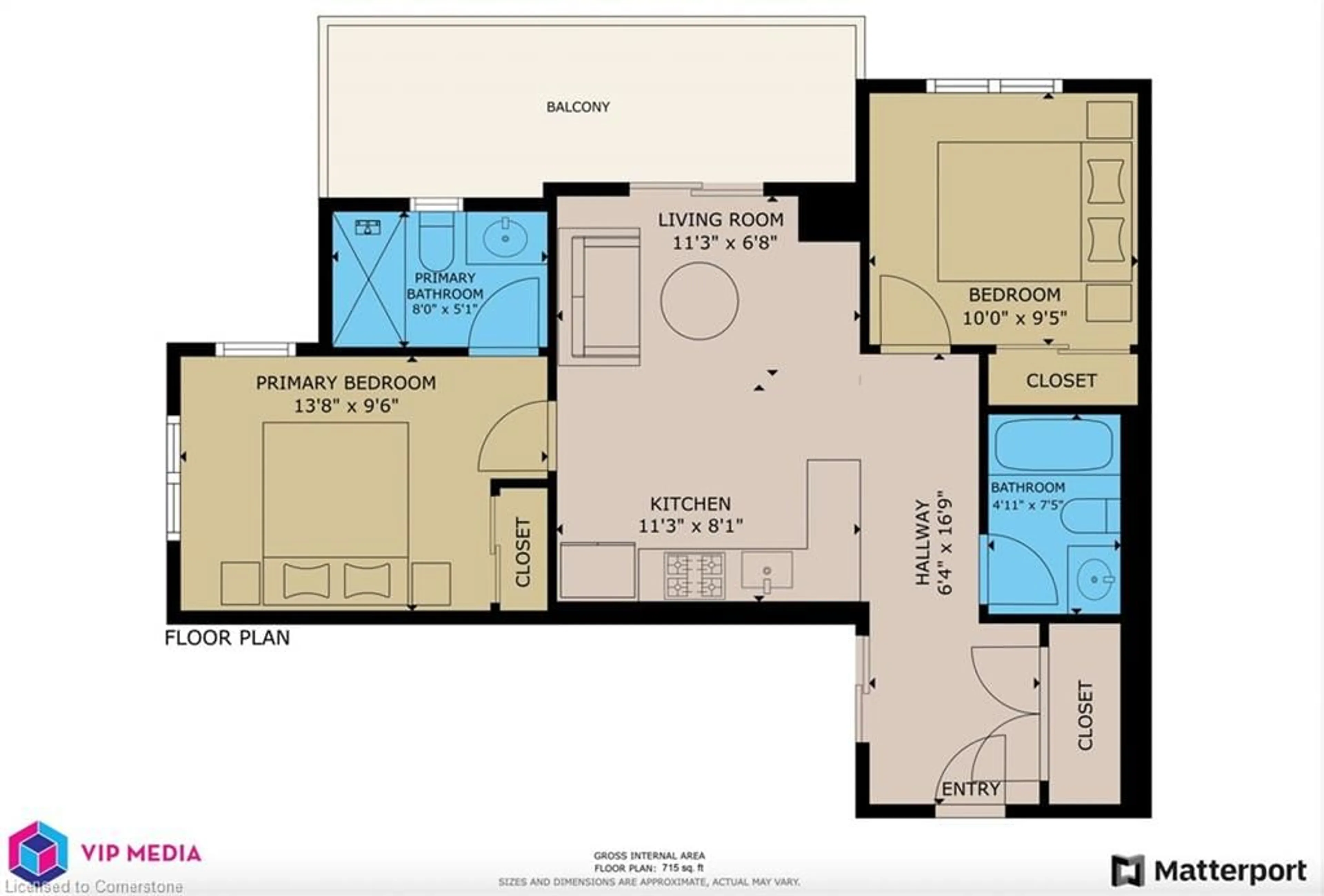 Floor plan for 101 Golden Eagle Rd #608, Waterloo Ontario N2V 0H4