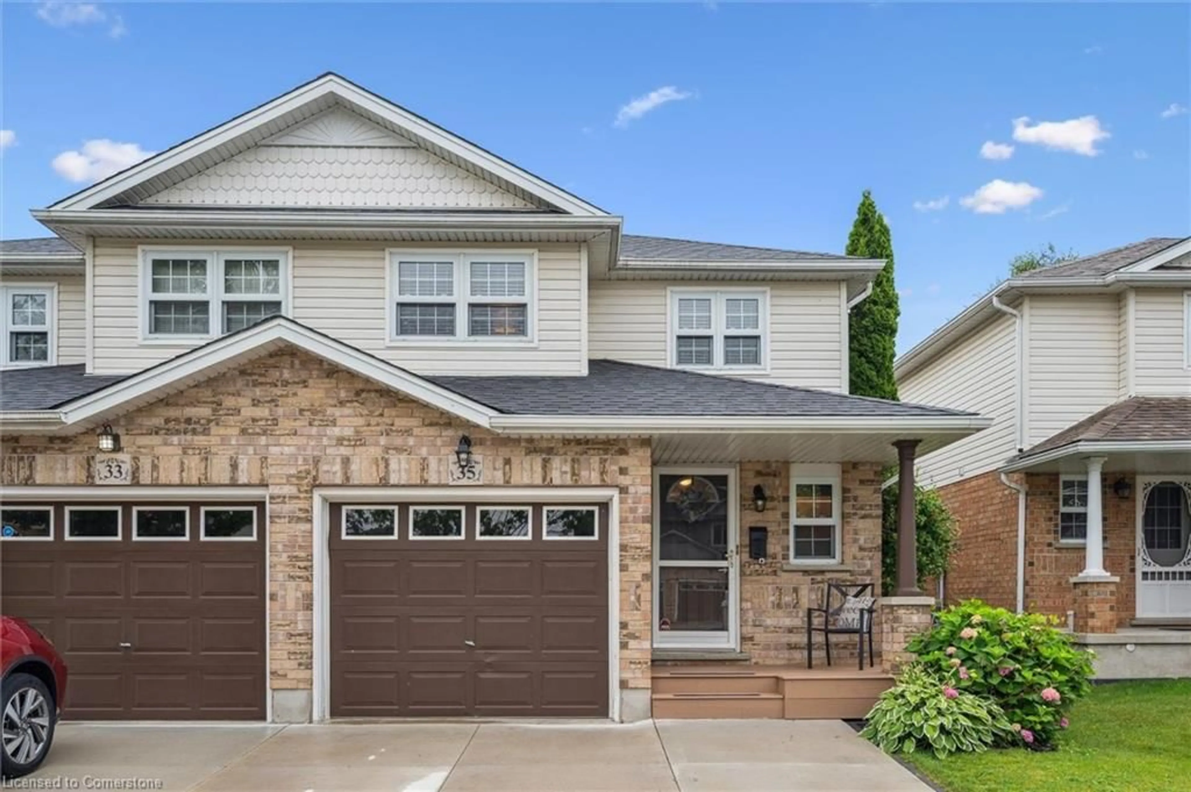 Home with brick exterior material, street for 35 Watercress Crt, Kitchener Ontario N2E 3S8