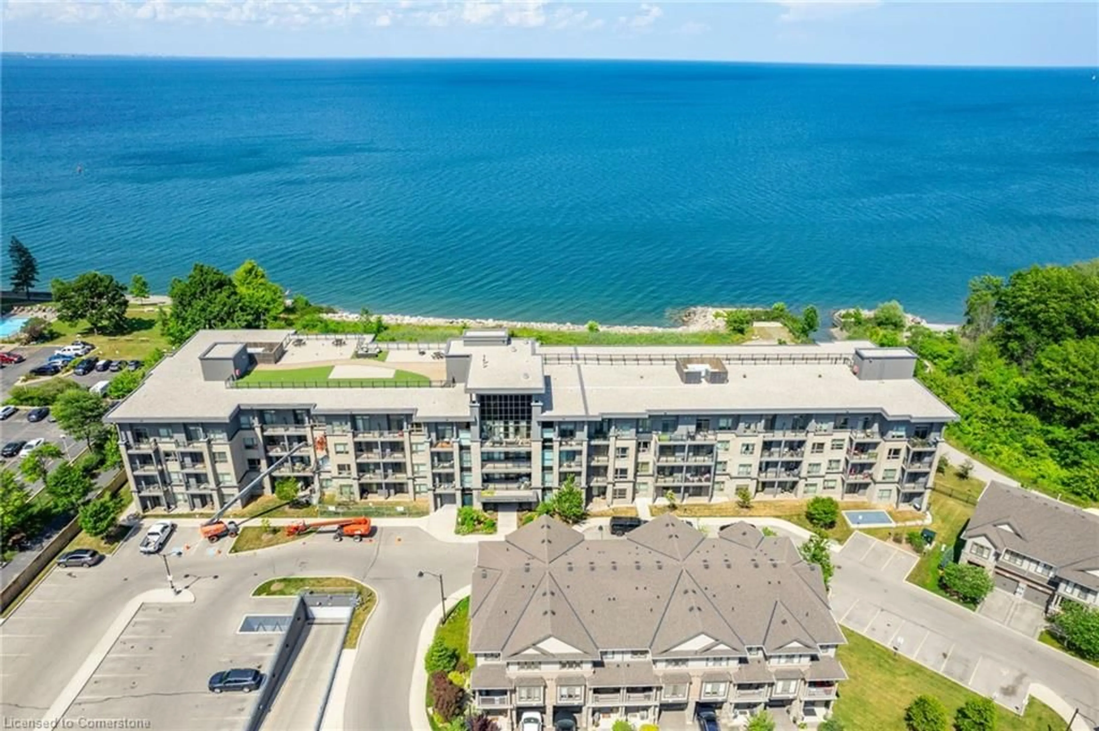 A pic from outside/outdoor area/front of a property/back of a property/a pic from drone, water/lake/river/ocean view for 35 Southshore Cres #313, Stoney Creek Ontario L8E 0J2