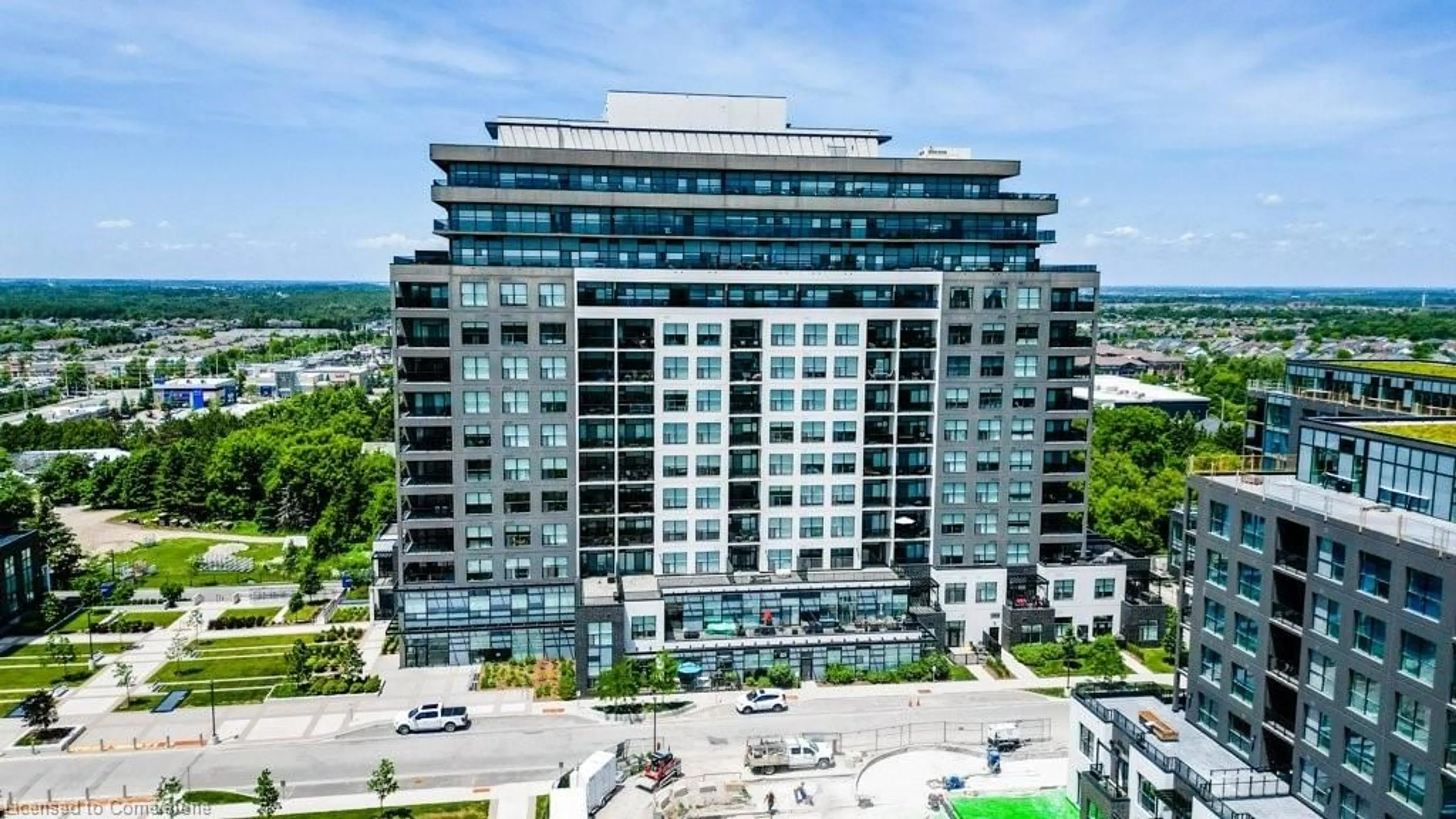 A pic from outside/outdoor area/front of a property/back of a property/a pic from drone, city buildings view from balcony for 1880 Gordon St #109, Guelph Ontario N1L 0P5