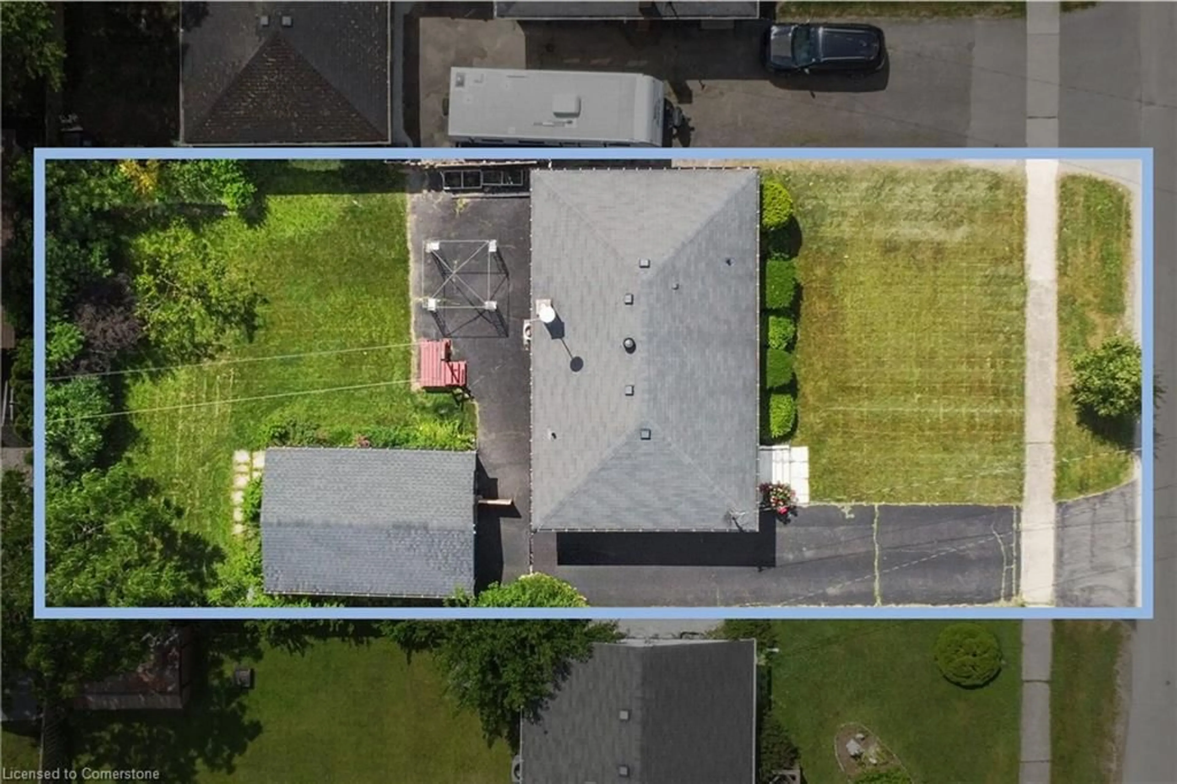 A pic from outside/outdoor area/front of a property/back of a property/a pic from drone, street for 46 Burness Dr, St. Catharines Ontario L2P 1J5