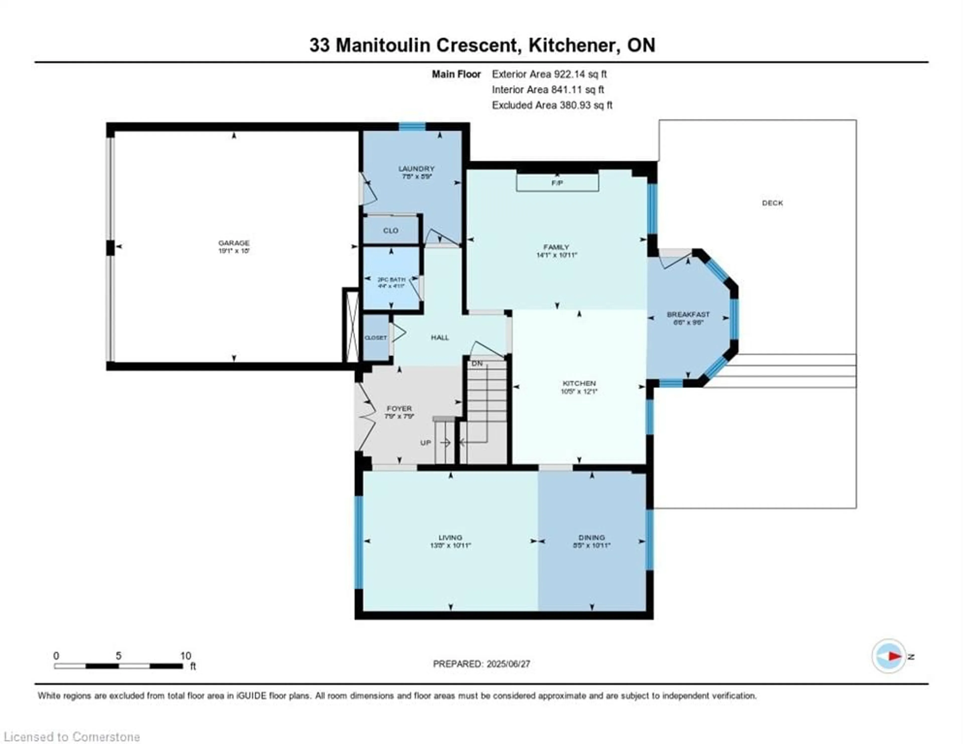Floor plan for 33 Manitoulin Cres, Kitchener Ontario N2A 3J4