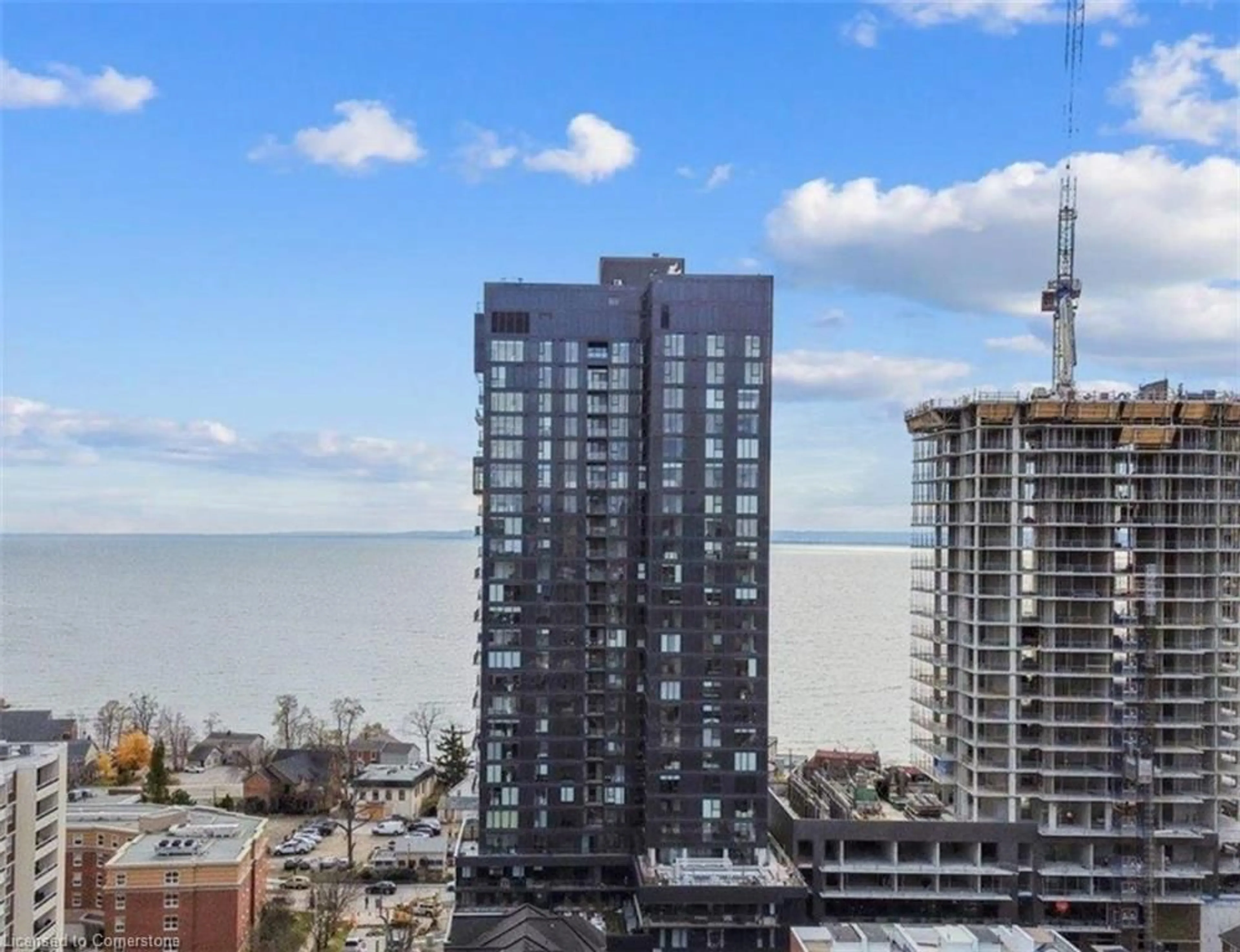 A pic from outside/outdoor area/front of a property/back of a property/a pic from drone, city buildings view from balcony for 370 Martha St #602, Burlington Ontario L7R 0G9