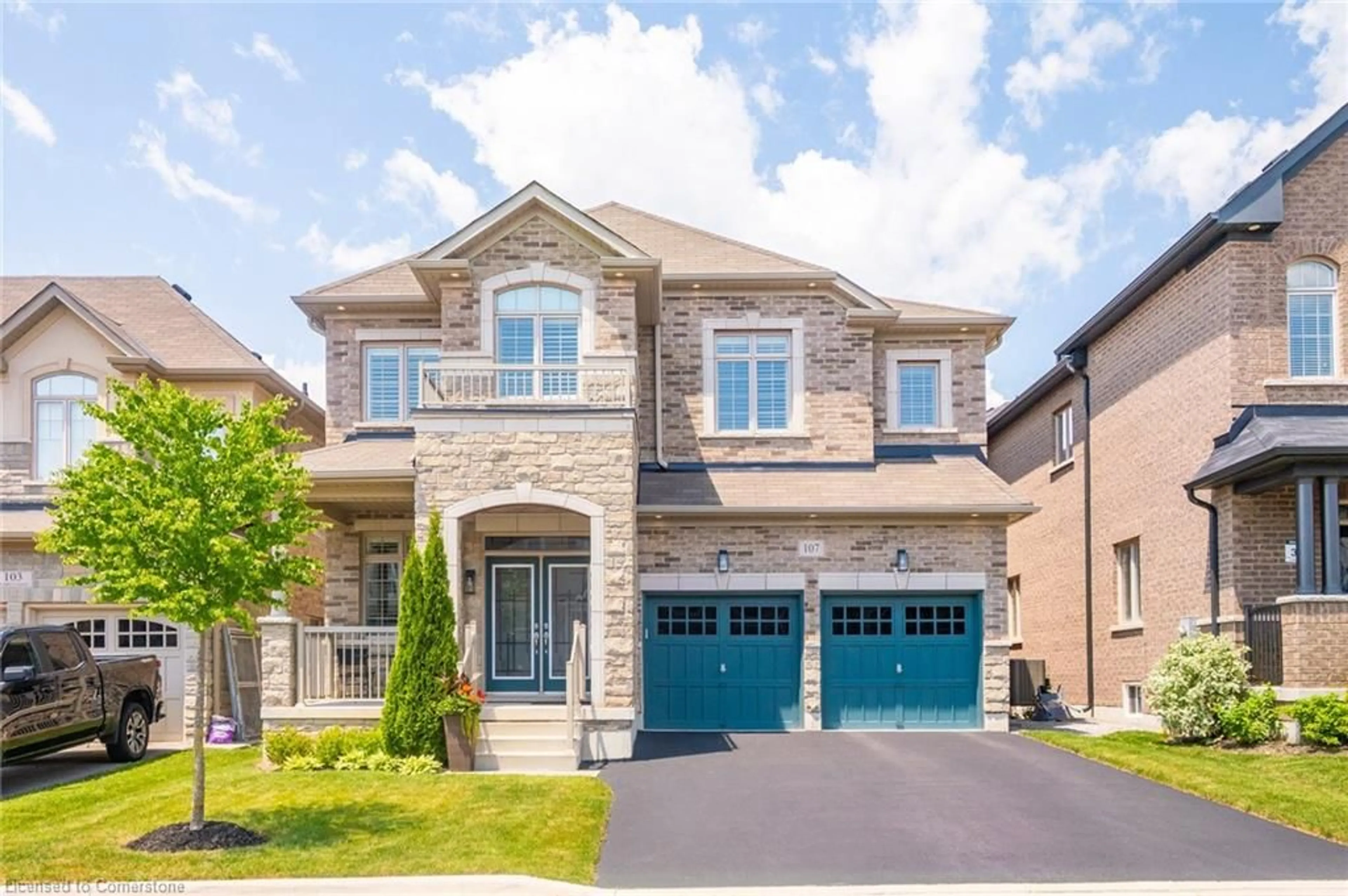 Home with brick exterior material, street for 107 Avanti Cres, Waterdown Ontario L8B 1W7