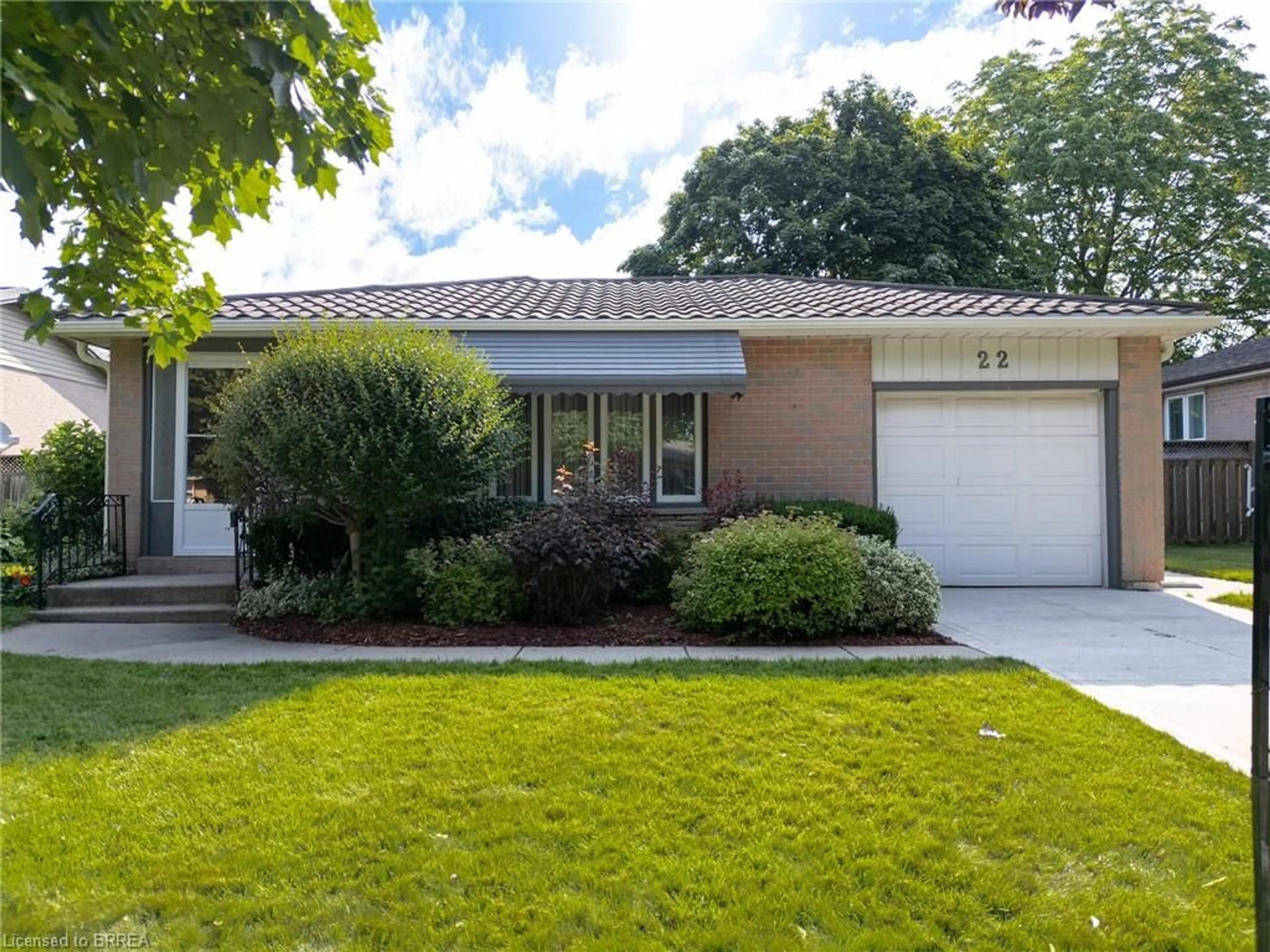 Home with vinyl exterior material, street for 22 Sprucehill Dr, Brantford Ontario N3R 3R6